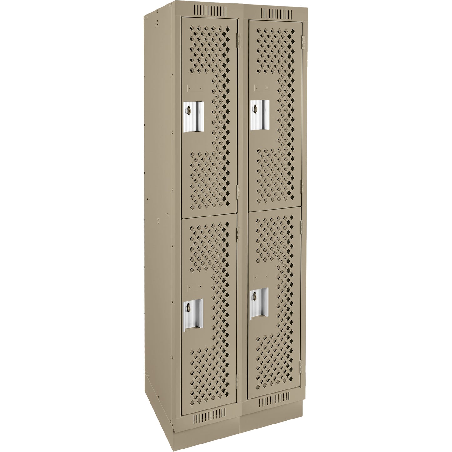 Clean Line™ Lockers, 2 -tier, Bank of 2, 24" x 12" x 76", Steel, Beige, Rivet (Assembled), Perforated