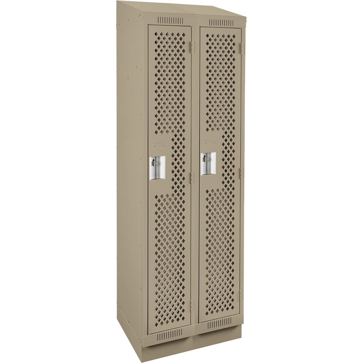 Clean Line™ Lockers, Bank of 2, 24" x 15" x 82", Steel, Beige, Rivet (Assembled), Perforated