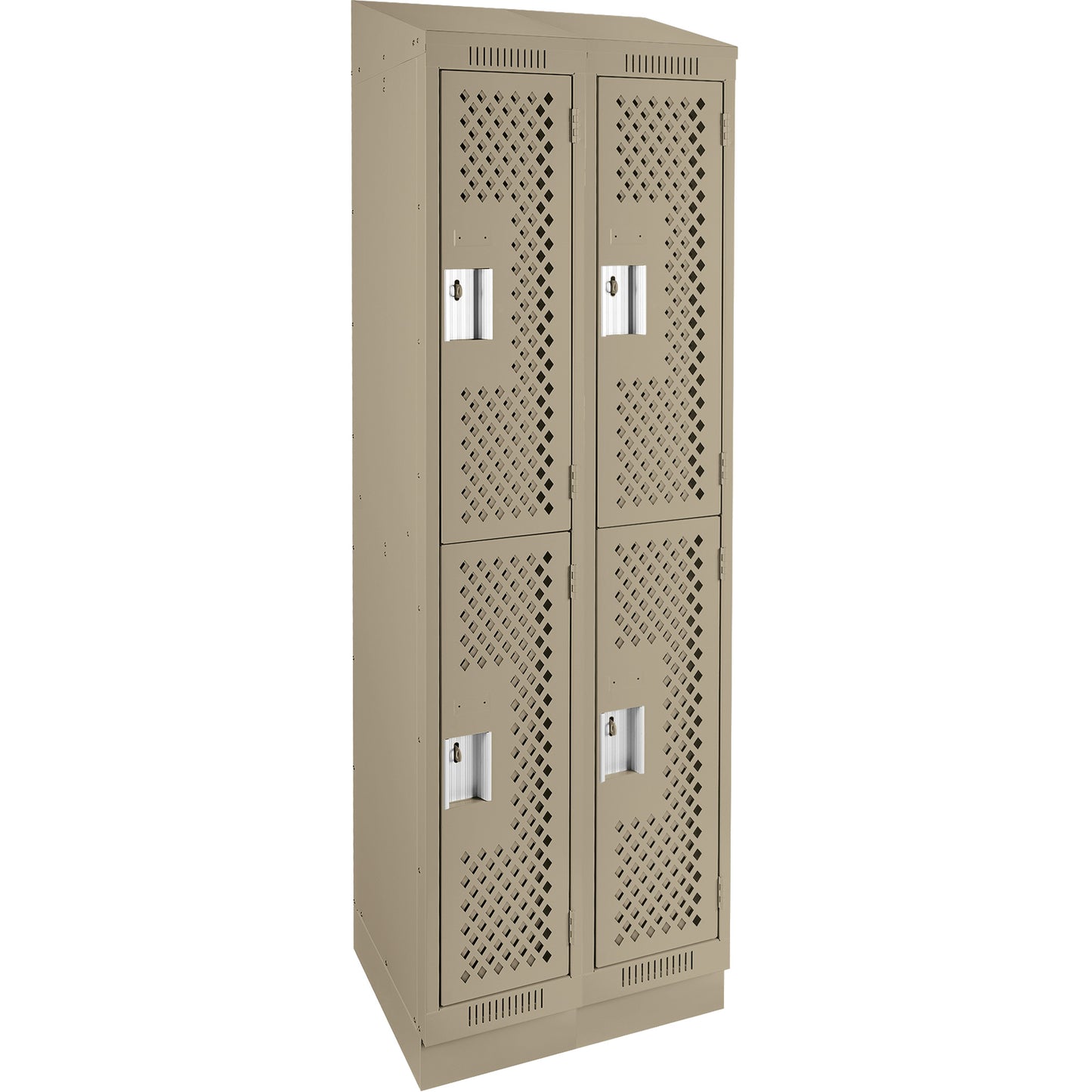 Clean Line™ Lockers, 2 -tier, Bank of 2, 24" x 12" x 82", Steel, Beige, Rivet (Assembled), Perforated