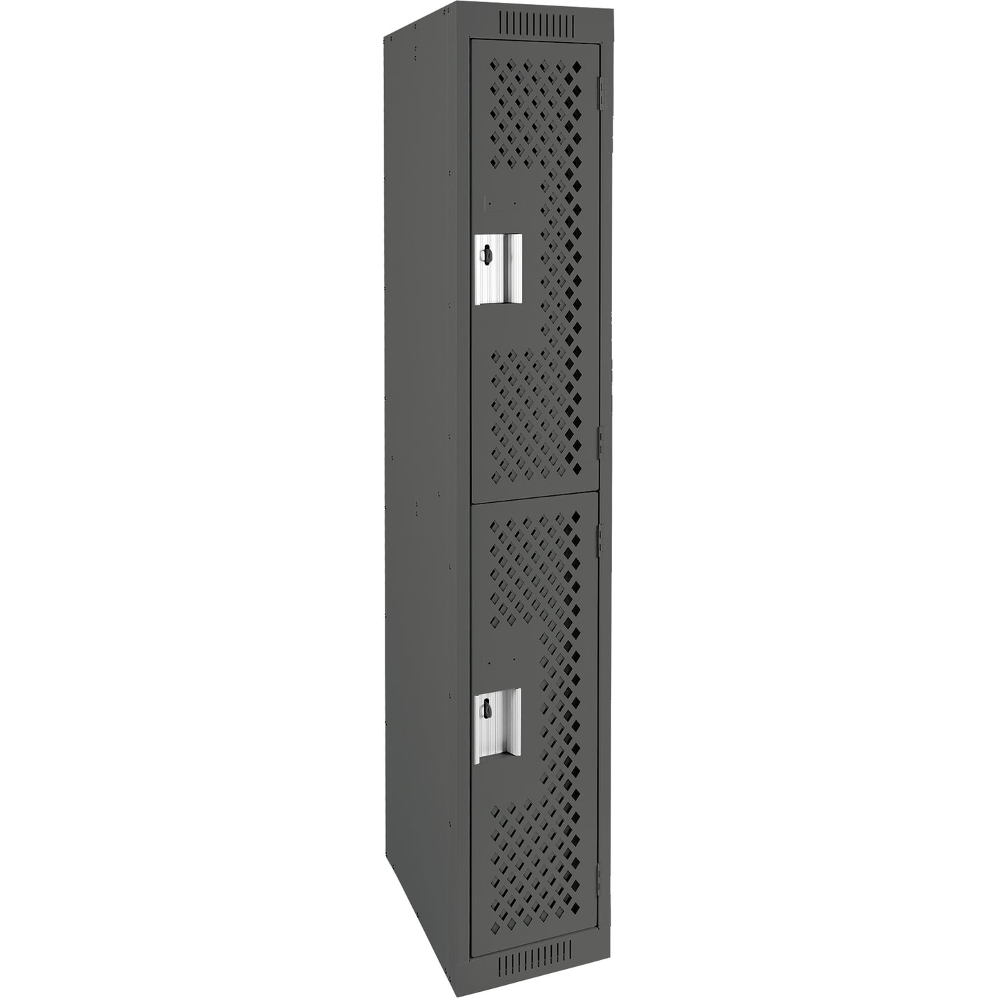 Clean Line™ Lockers, 2 -tier, 12" x 12" x 72", Steel, Charcoal, Rivet (Assembled), Perforated