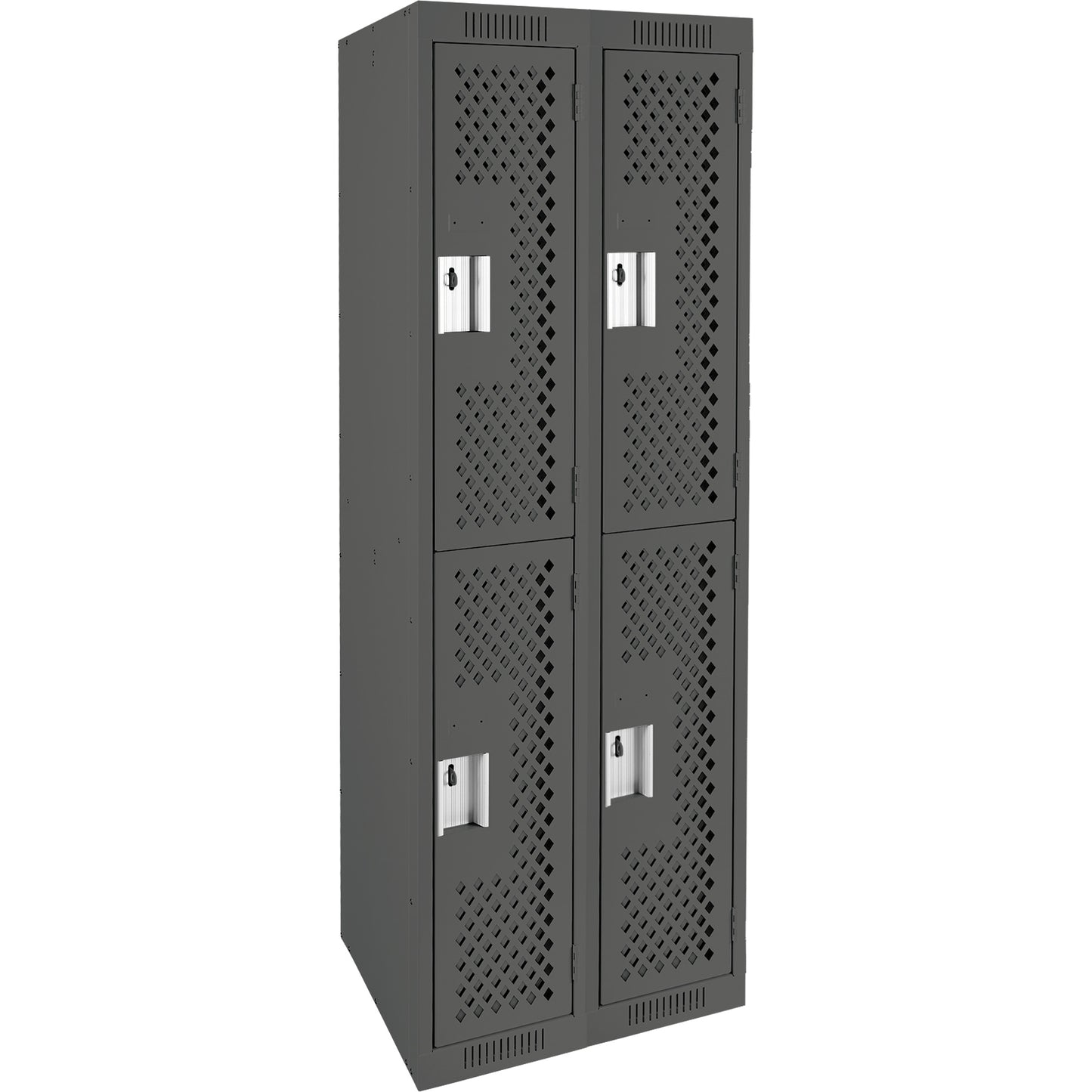 Clean Line™ Lockers, 2 -tier, Bank of 2, 24" x 18" x 72", Steel, Charcoal, Rivet (Assembled), Perforated