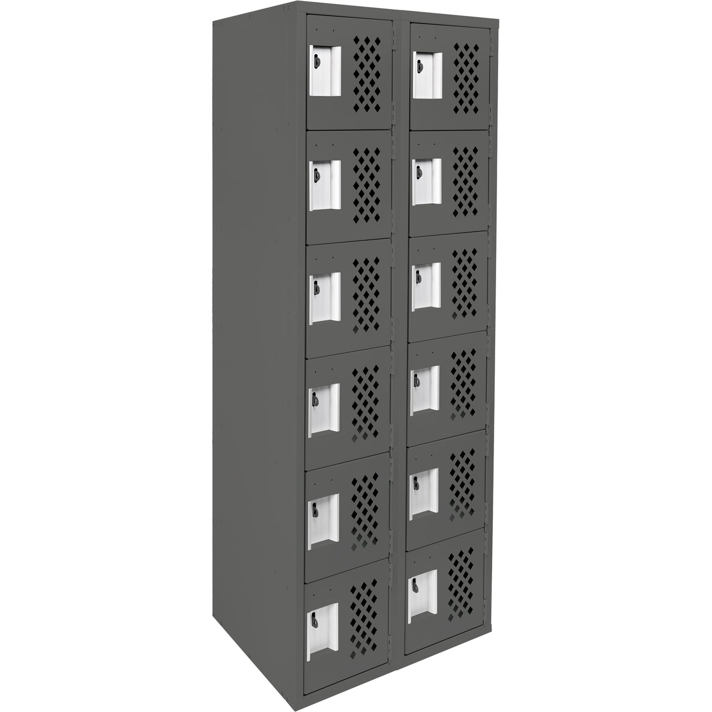 Clean-Line Perforated Lockerette, 6 -tier, Bank of 2, 15" x 72" x 12", Steel