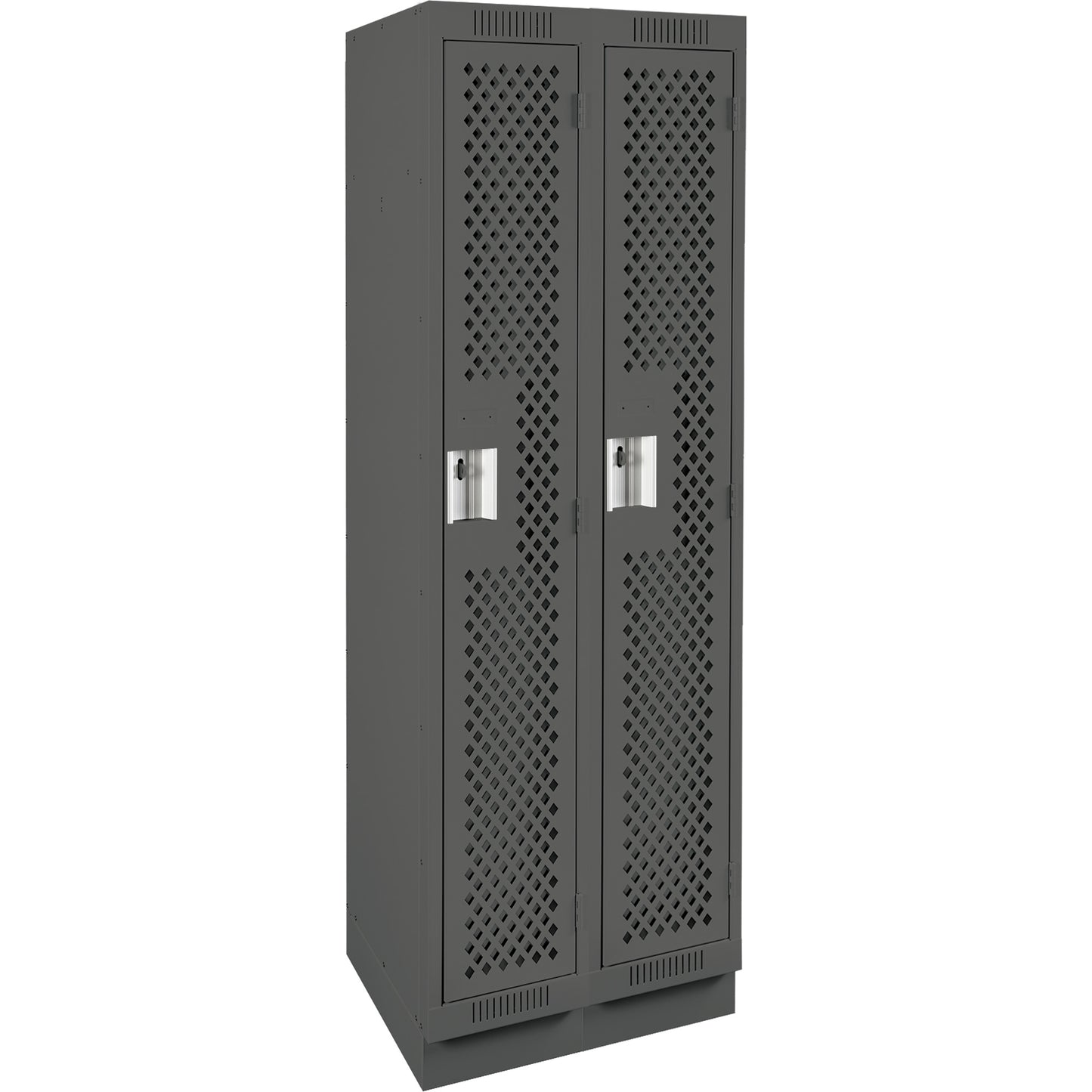 Clean Line™ Lockers, Bank of 2, 24" x 12" x 76", Steel, Charcoal, Rivet (Assembled), Perforated