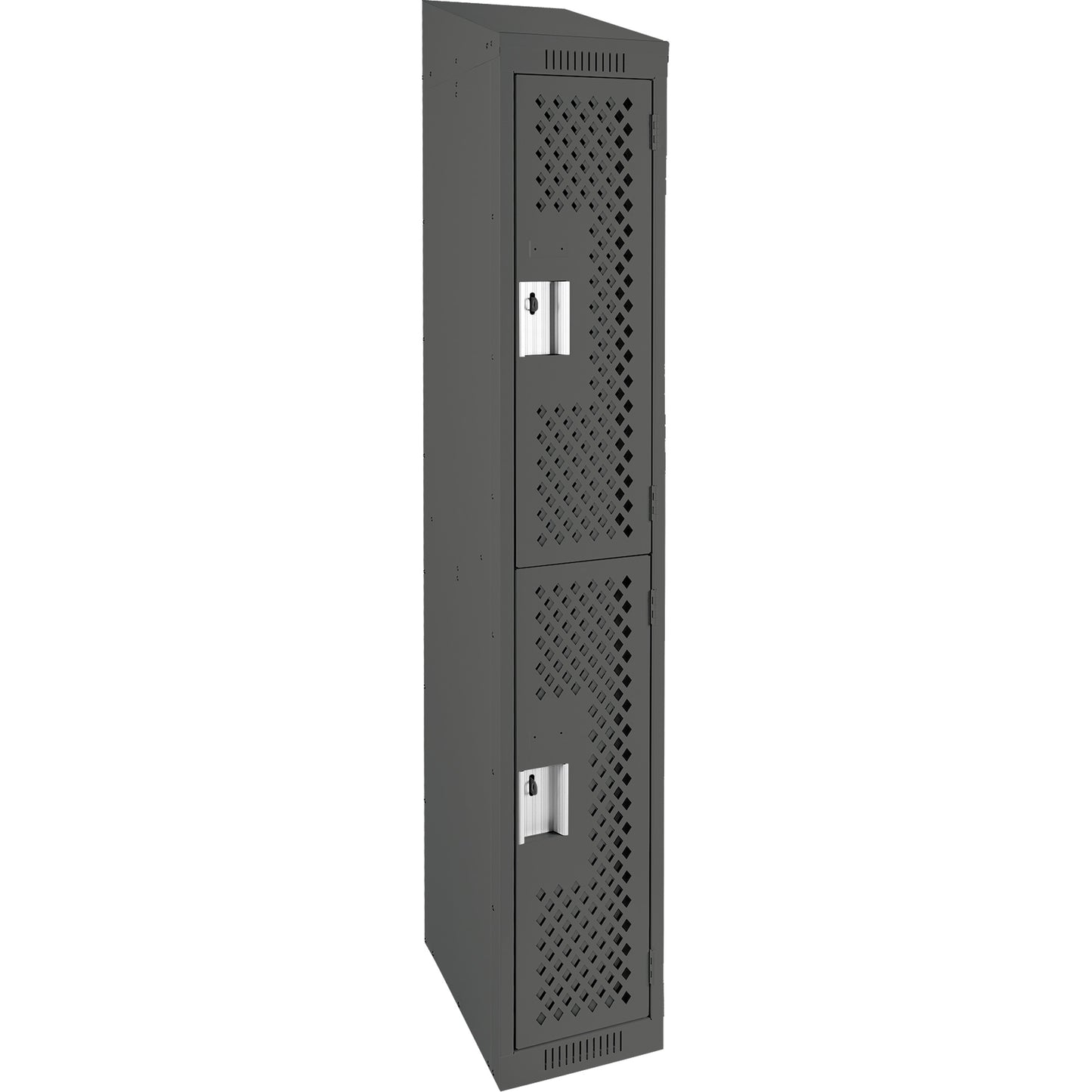 Clean Line™ Lockers, 2 -tier, 12" x 18" x 78", Steel, Charcoal, Rivet (Assembled), Perforated