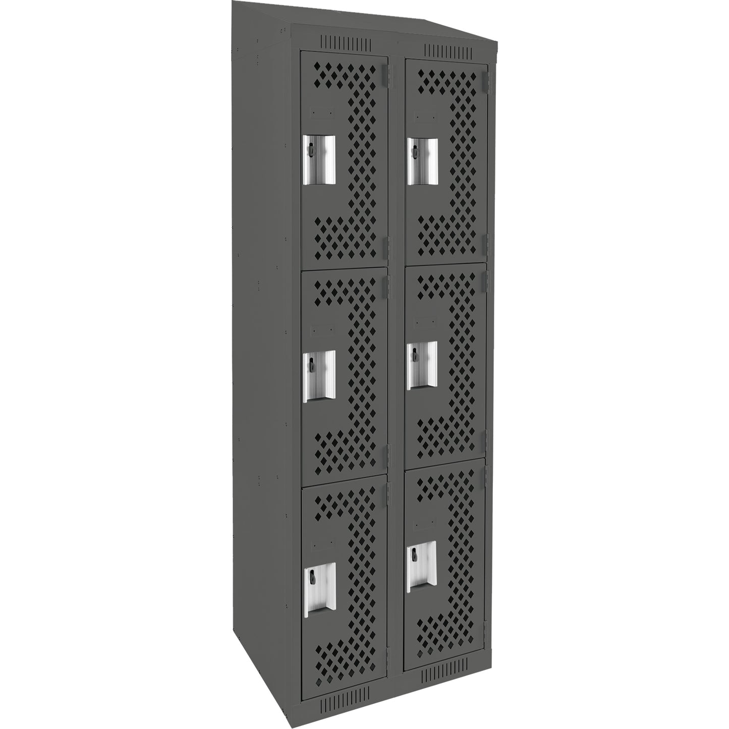 Clean Line™ Lockers, 3 -tier, Bank of 2, 24" x 12" x 78", Steel, Charcoal, Rivet (Assembled), Perforated