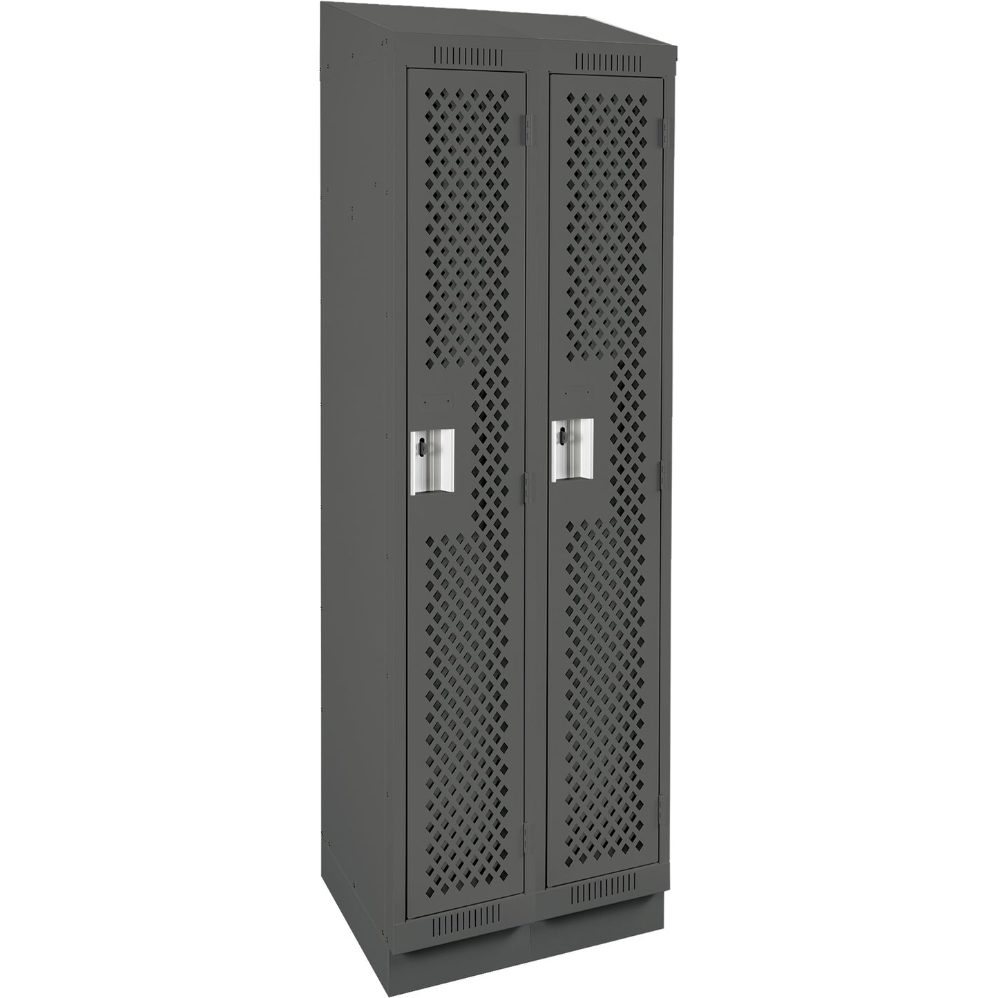 Clean Line™ Lockers, Bank of 2, 24" x 12" x 82", Steel, Charcoal, Rivet (Assembled), Perforated