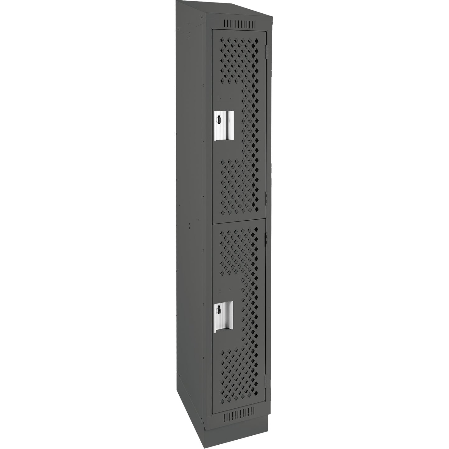 Clean Line™ Lockers, 2 -tier, 12" x 15" x 82", Steel, Charcoal, Rivet (Assembled), Perforated