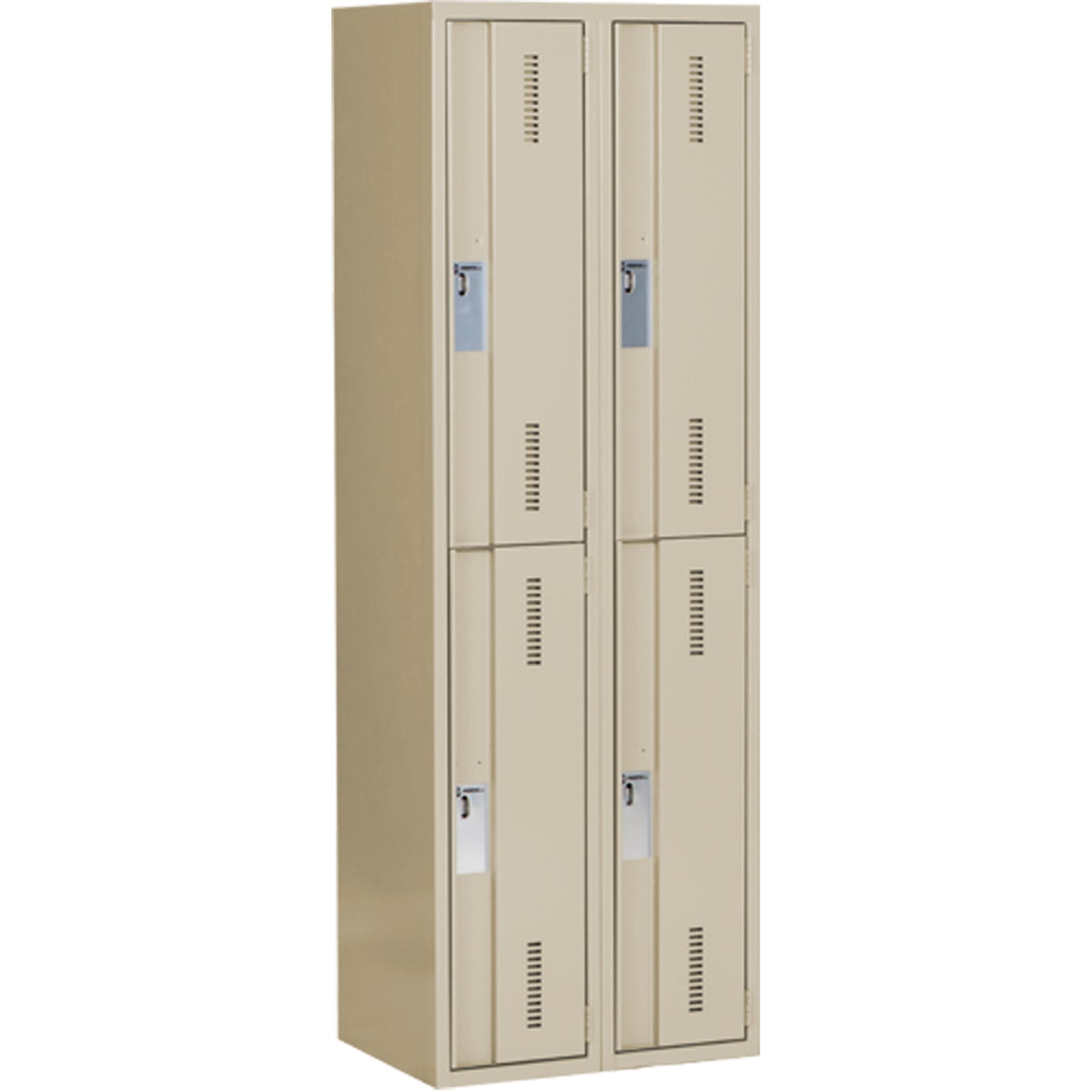 Concorde™ Heavy-Duty Lockers, 2 -tier, Bank of 2, 24" x 18" x 72", Steel, Beige, Welded (Assembled)