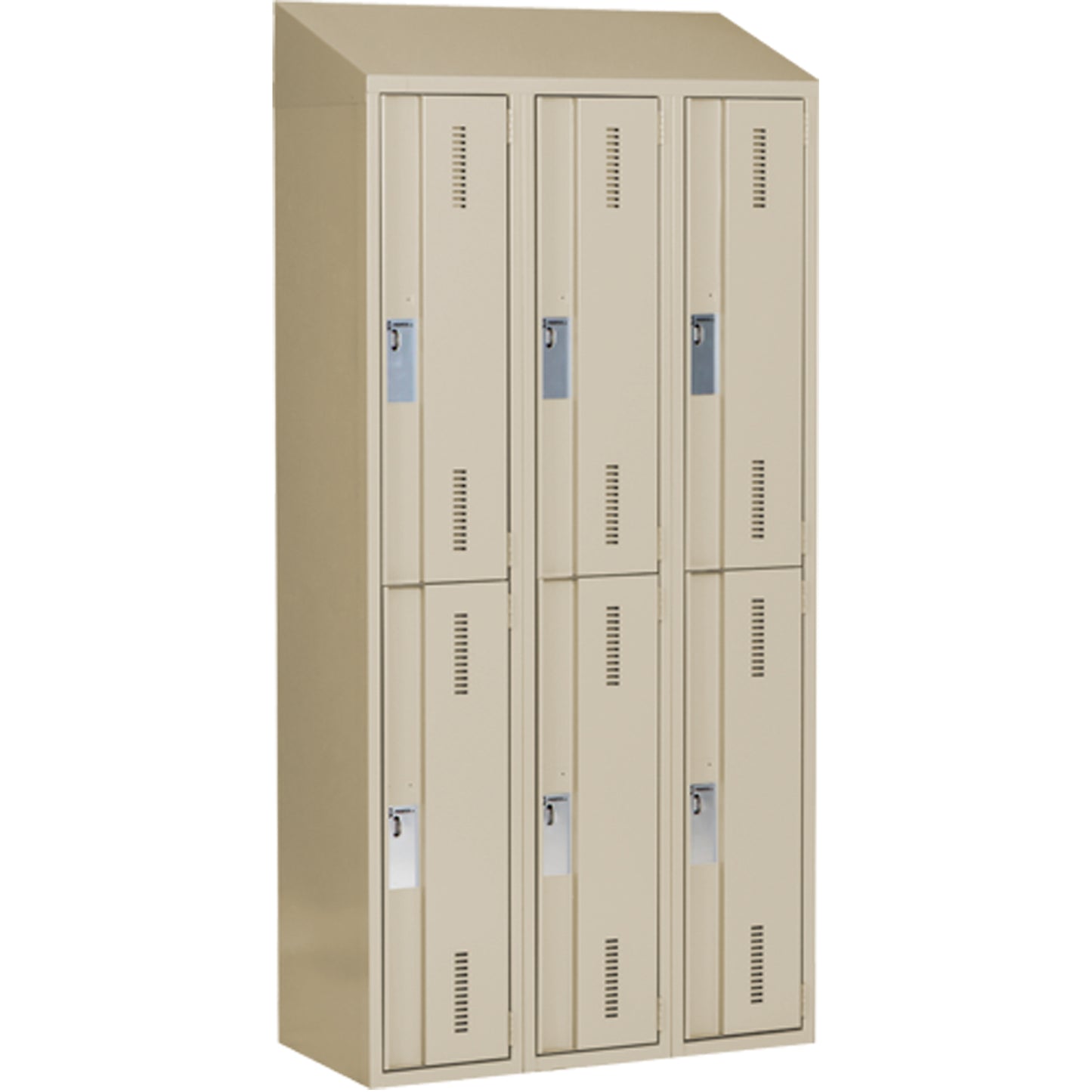 Concorde™ Heavy-Duty Lockers, 2 -tier, Bank of 3, 36" x 18" x 78", Steel, Beige, Welded (Assembled)