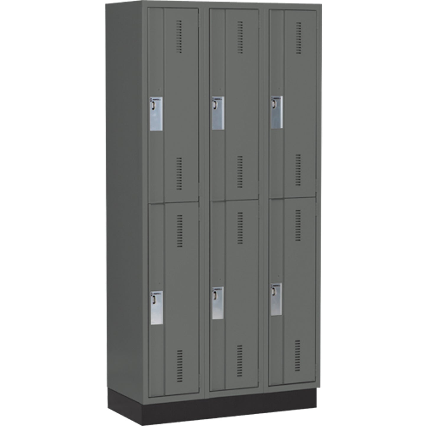 Concorde™ Heavy-Duty Lockers, 2 -tier, Bank of 3, 36" x 18" x 76", Steel, Charcoal, Welded (Assembled)