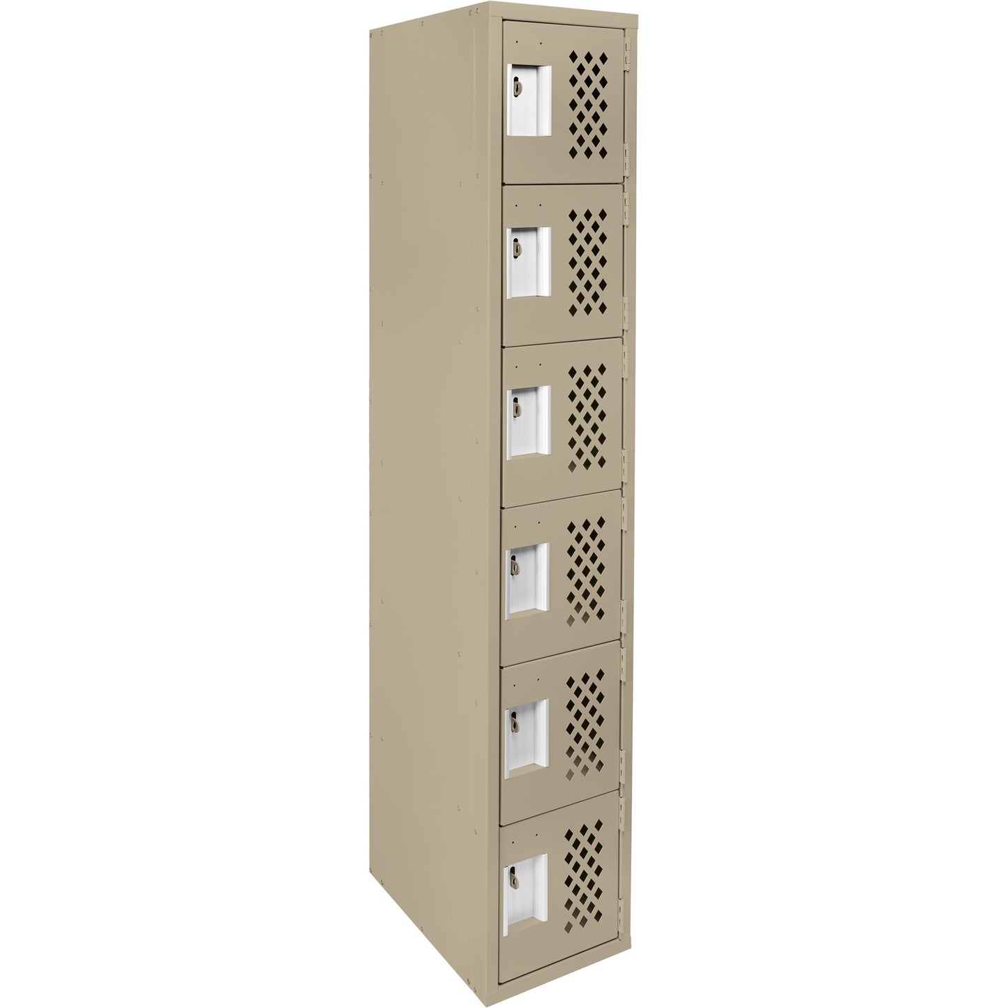 Clean-Line Perforated Lockerette, 6 -tier, 15" x 72" x 12", Steel