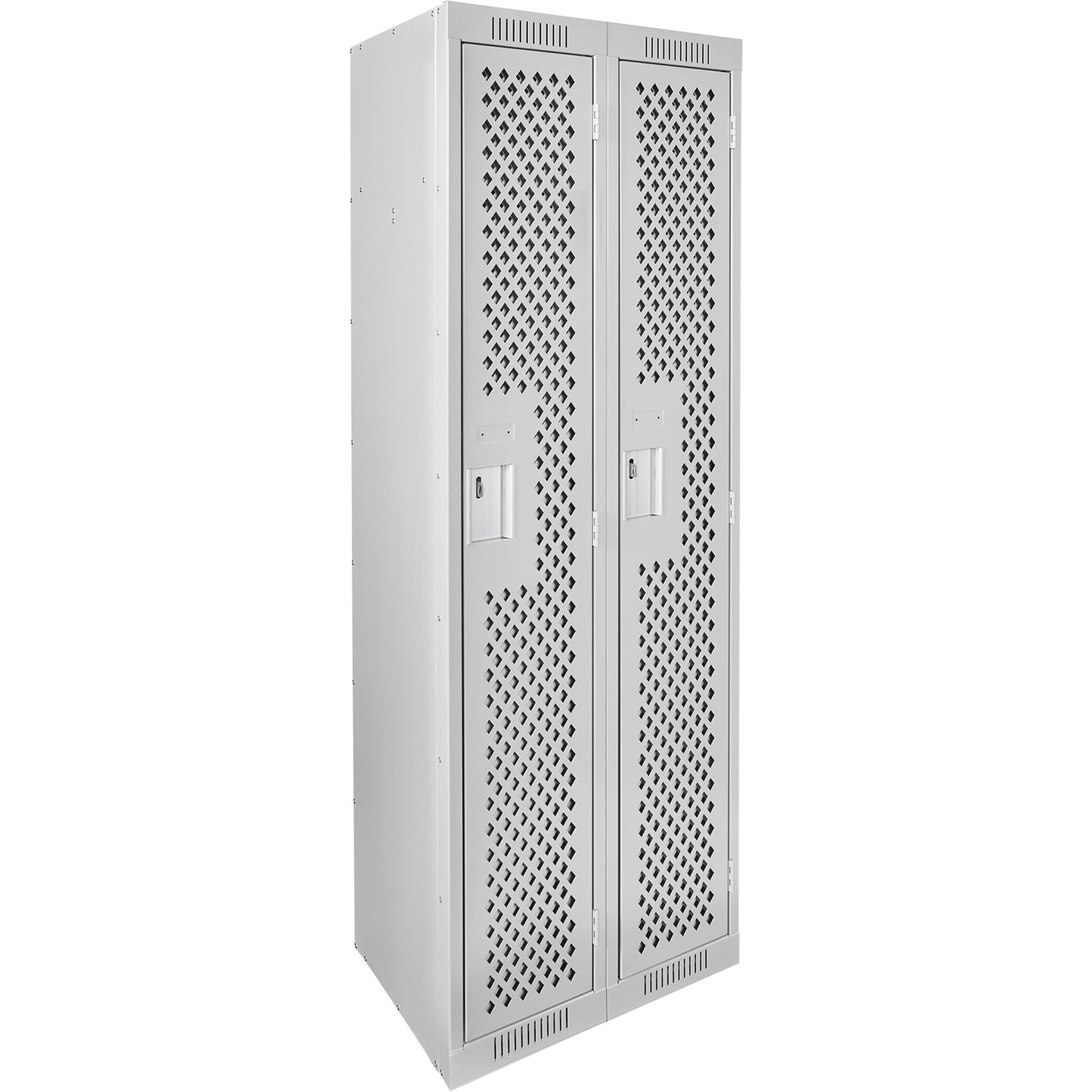 Clean Line™ Lockers, Bank of 2, 24" x 15" x 72", Steel, Grey, Rivet (Assembled), Perforated
