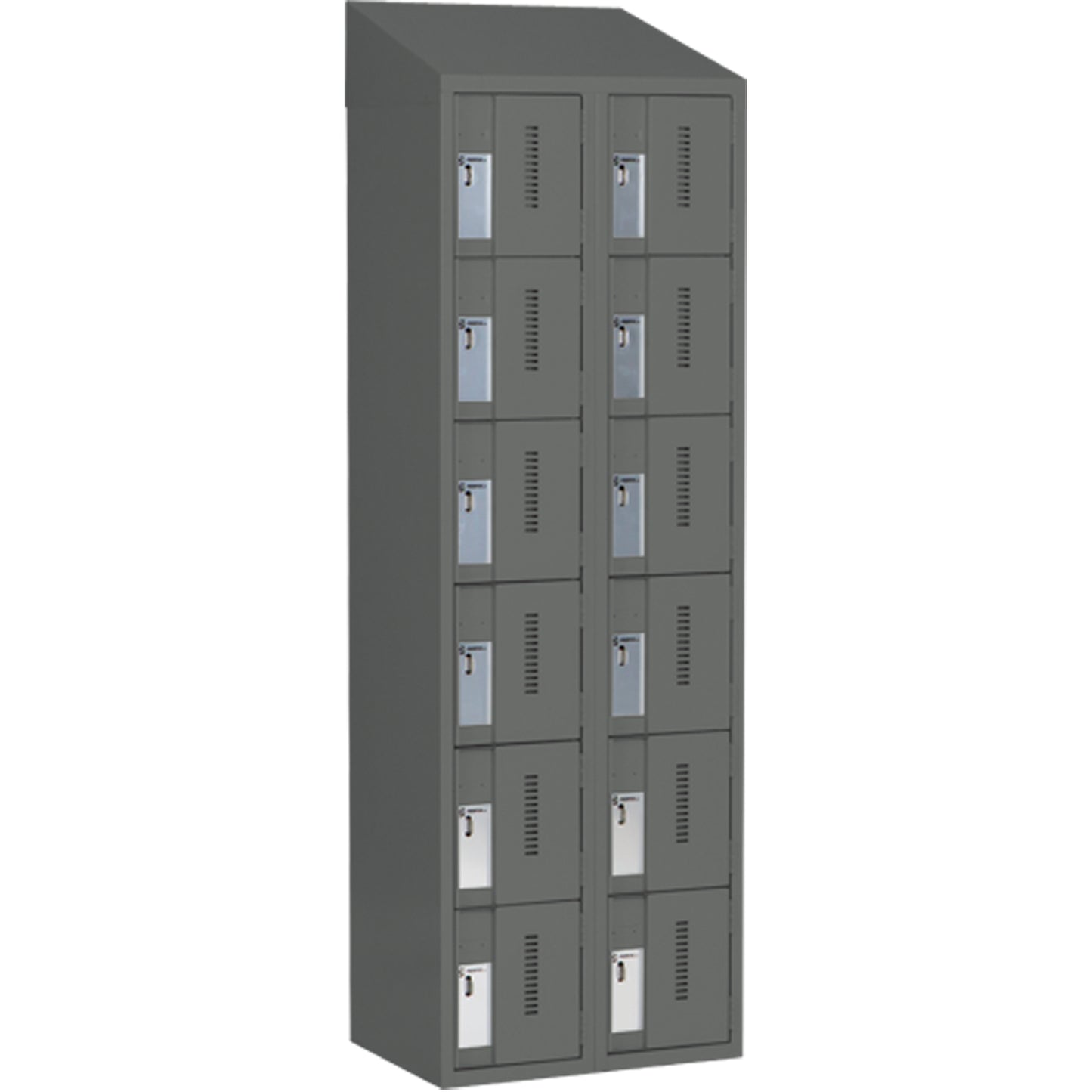 Concorde™ Heavy-Duty Lockers, 6 -tier, Bank of 2, 24" x 18" x 78", Steel, Charcoal, Welded (Assembled)