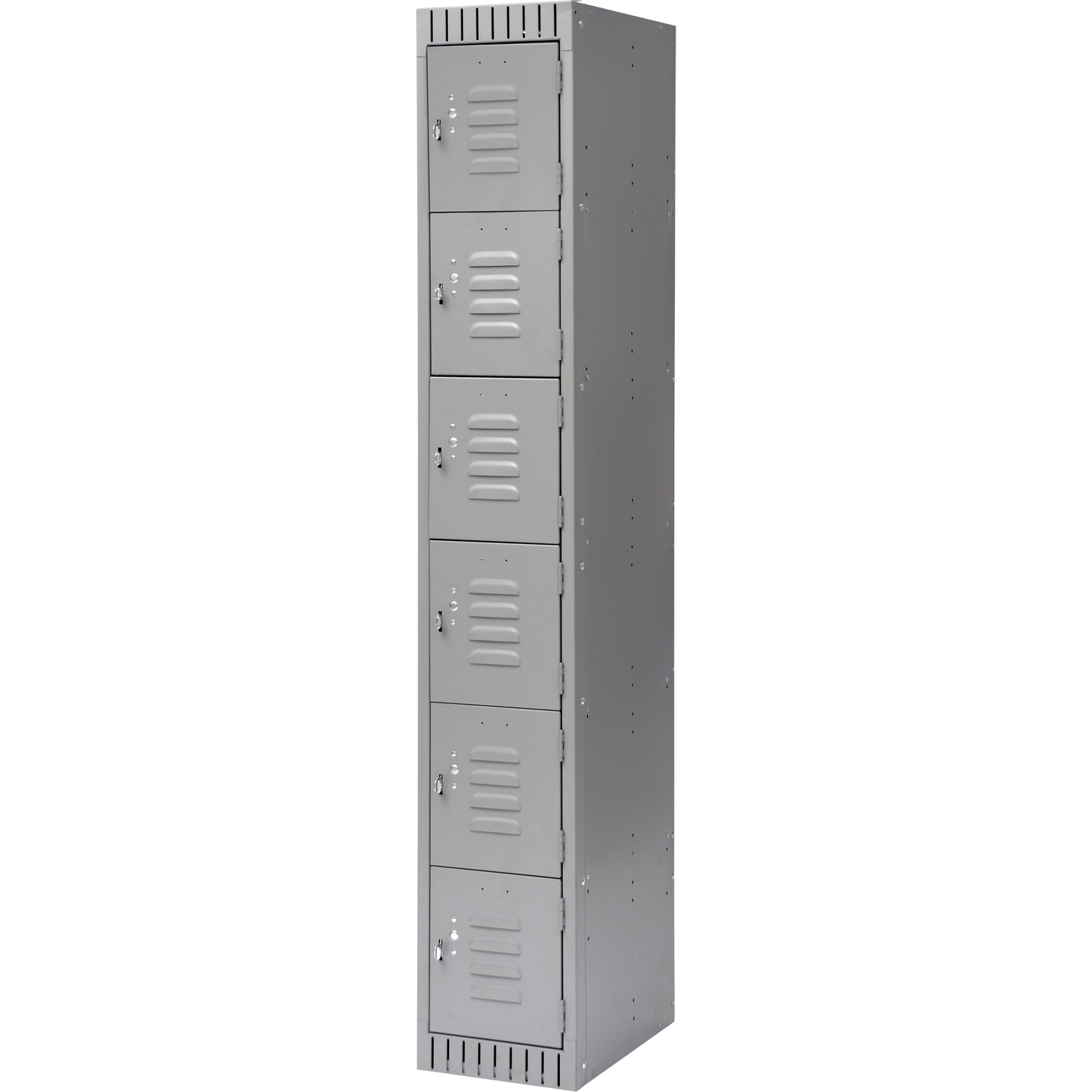 Lockers, 6 -tier, 12" x 18" x 72", Steel, Grey, Knocked Down