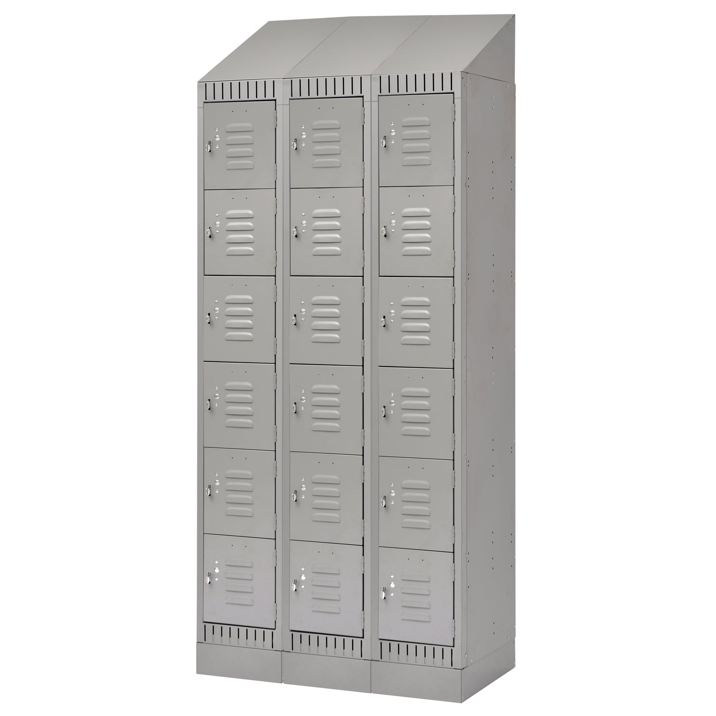 Lockers, 6 -tier, Bank of 3, 36" x 18" x 86", Steel, Grey, Knocked Down