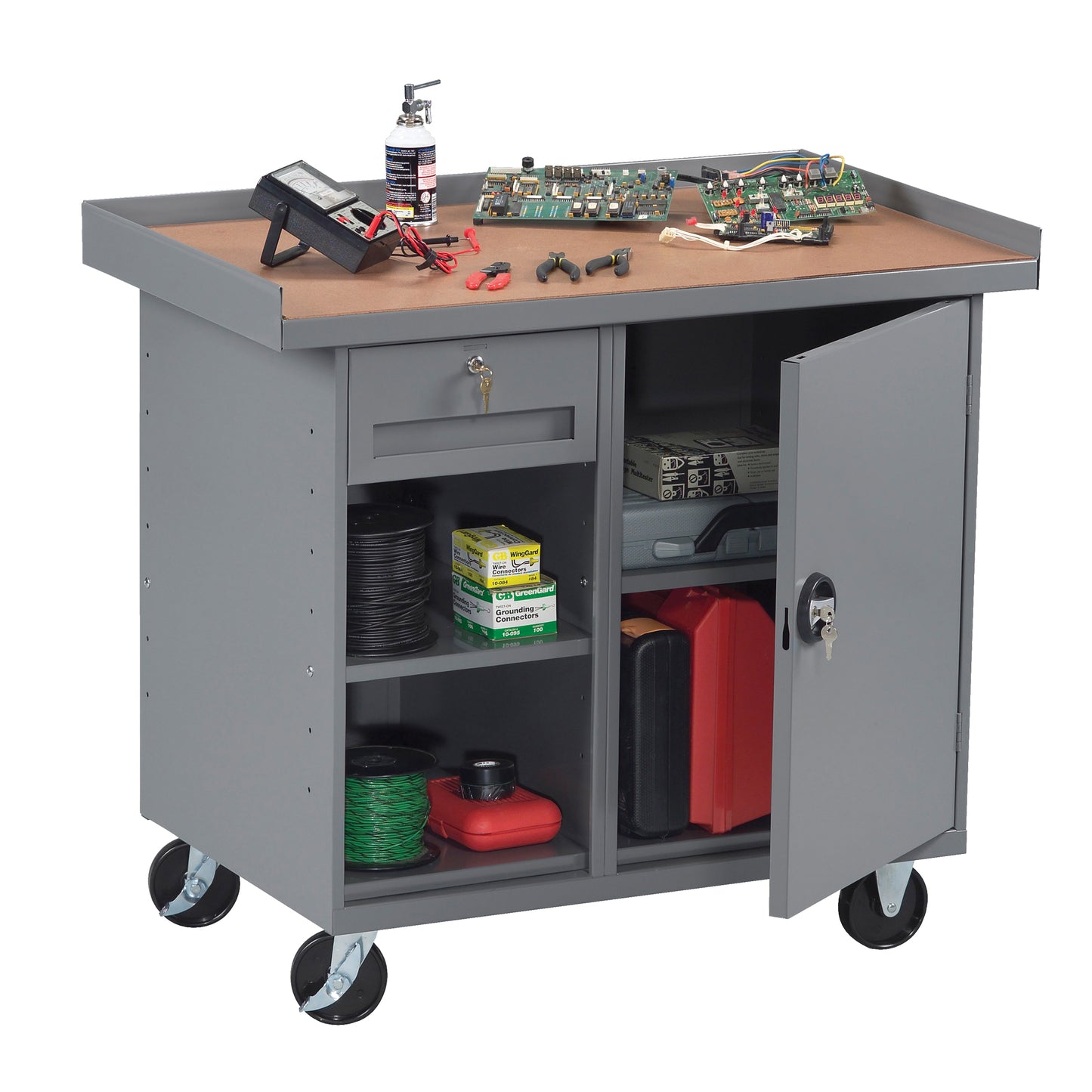 Mobile Workbench Cabinet, Laminate Surface