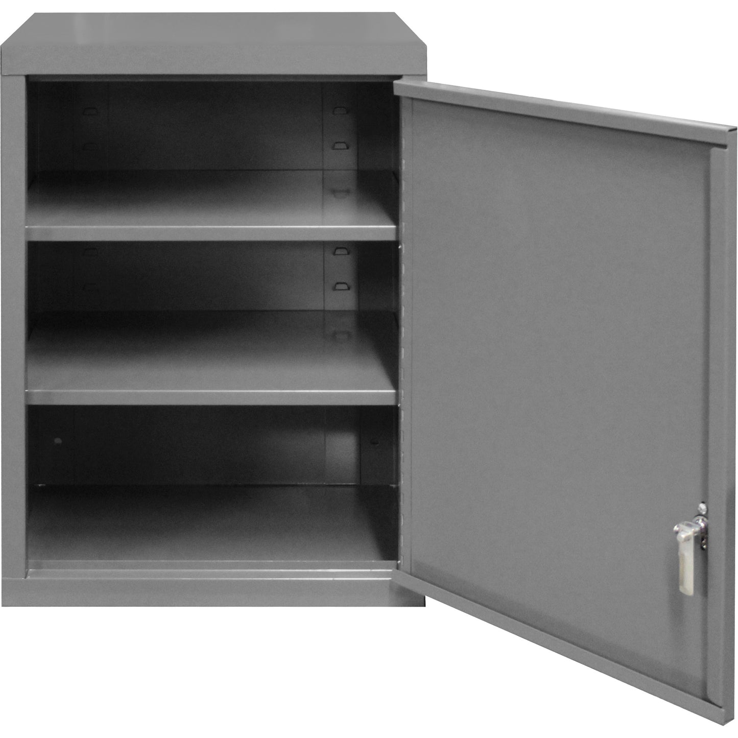 Wall-Mounted Cabinet, 27" H x 13-11/16" W x 18" D, 2 Shelves, Steel, Grey