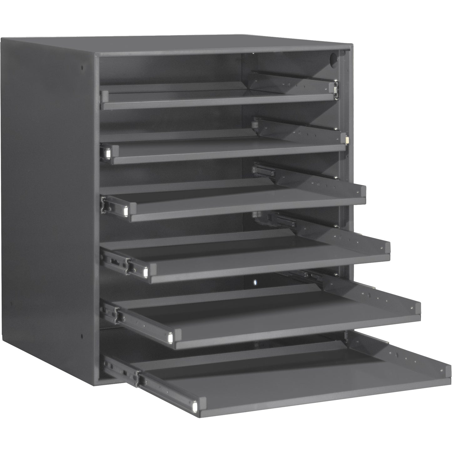 Compartment Box Cabinet, Steel, 6 Slots, 20-5/16" W x 15-15/16" D x 21-7/8" H, Grey