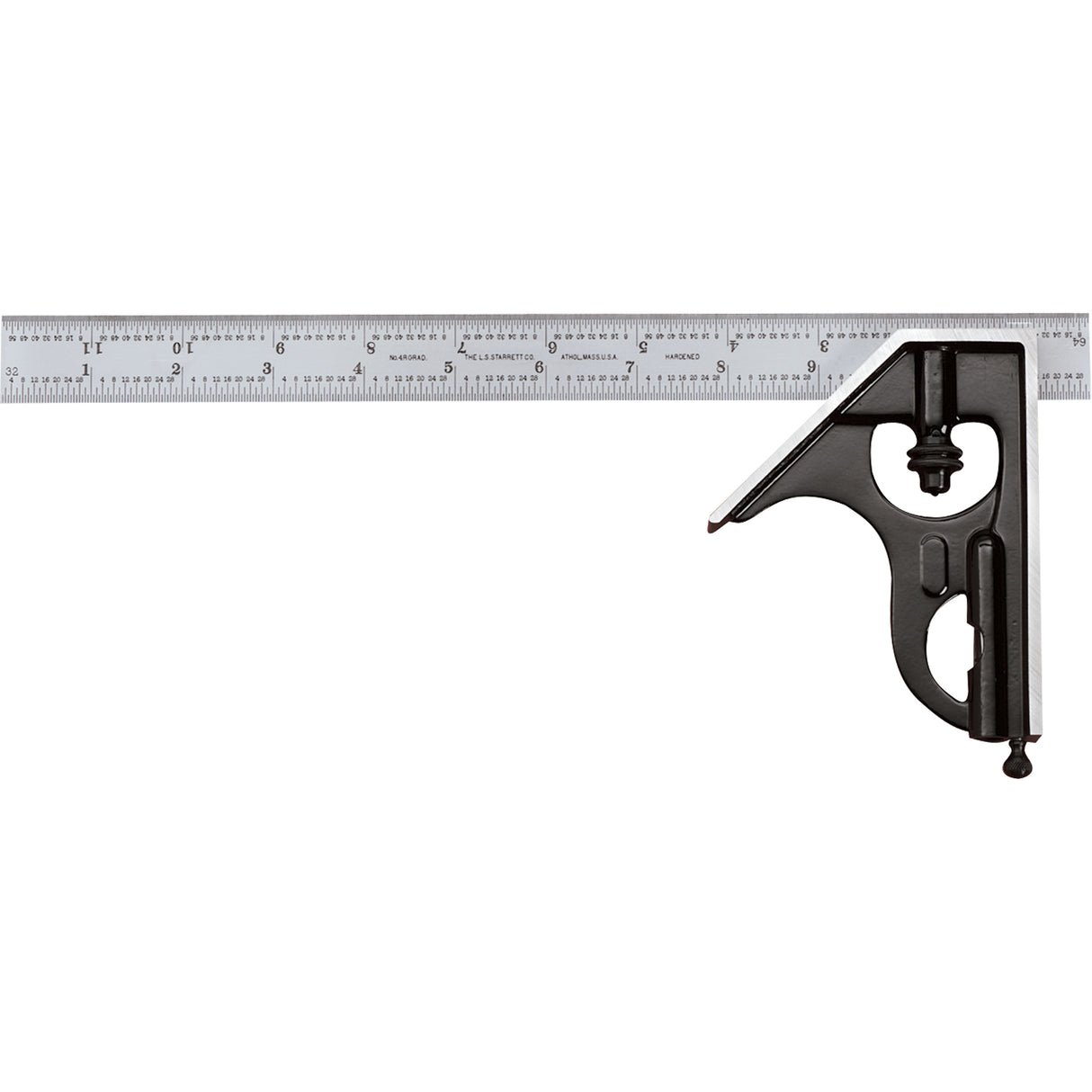 Combination Squares with Square Head - No. 33H Series with Forged & Hardened Steel Heads, 24" L, 1/100" Graduations, Steel, Satin