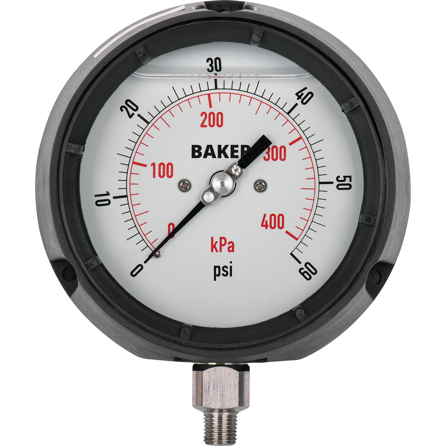 Pressure Gauge, 4-1/2" , 30" 0 Hg Vac., Bottom Mount, Liquid Filled Analogue