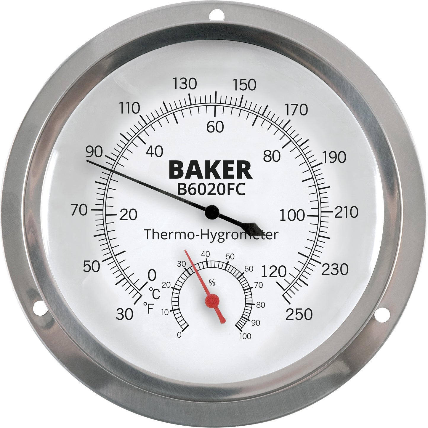 Dial Thermo-Hygrometer, 0% - 100% RH, 30 - 250°F (0 - 120°C)