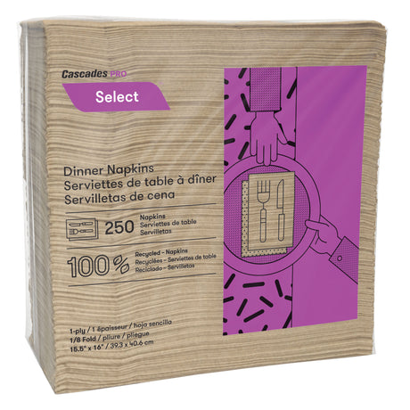 Pro Select™ 1/8 Fold Dinner Napkins, 1 Ply, 15.5" x 16"