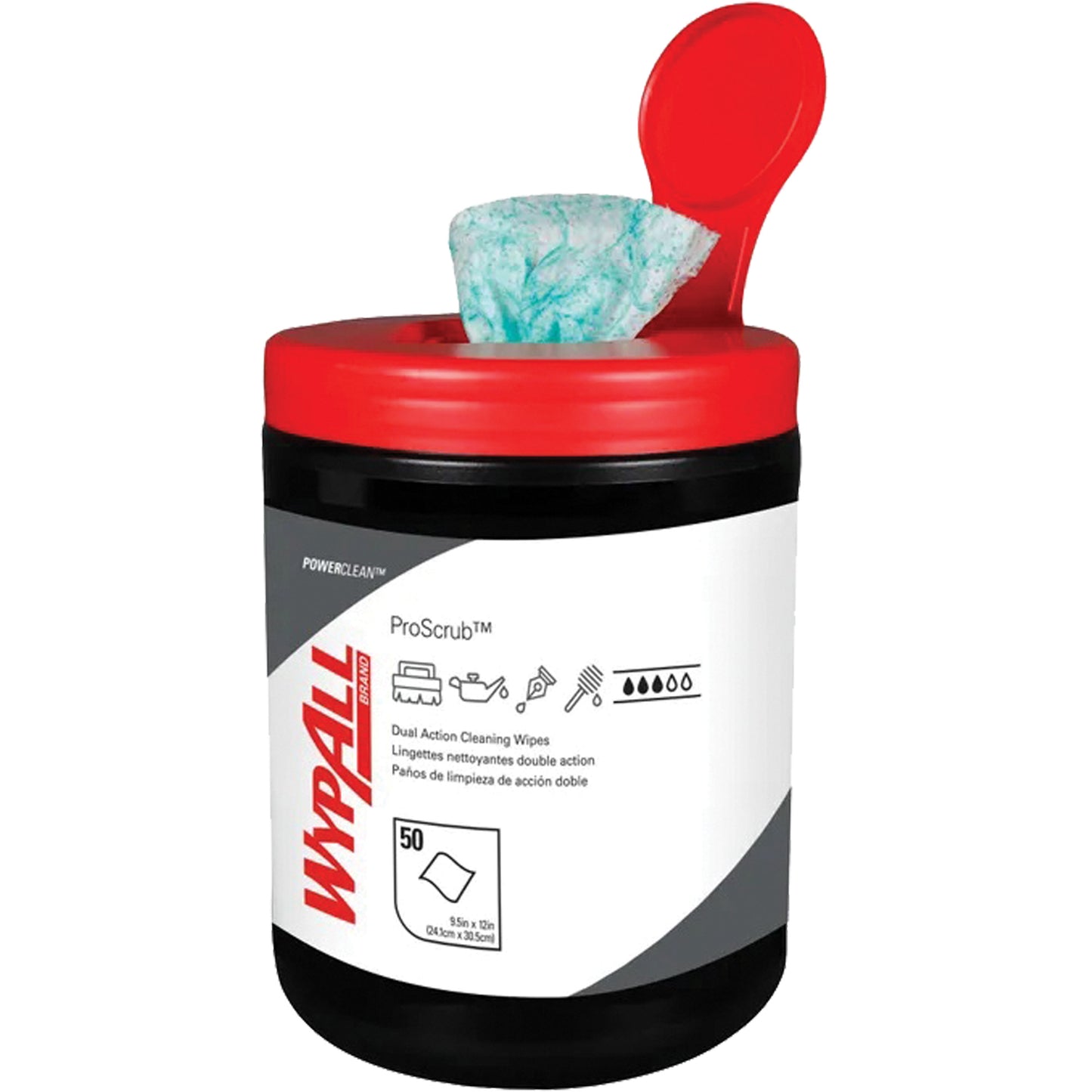 Wypall® Dual Action Cleaning Wipes, 50 Wipes, 12" x 10-1/2"