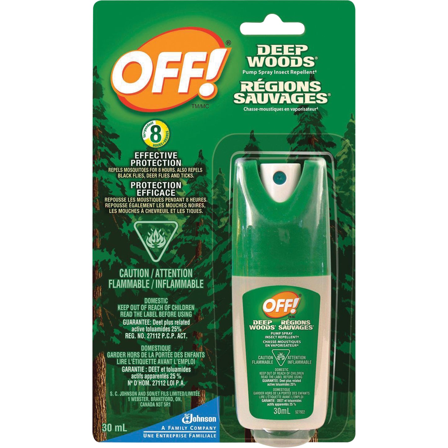 SC Johnson OFF! Deep Woods® Insect Repellent, 25% DEET, Spray, 30 ml