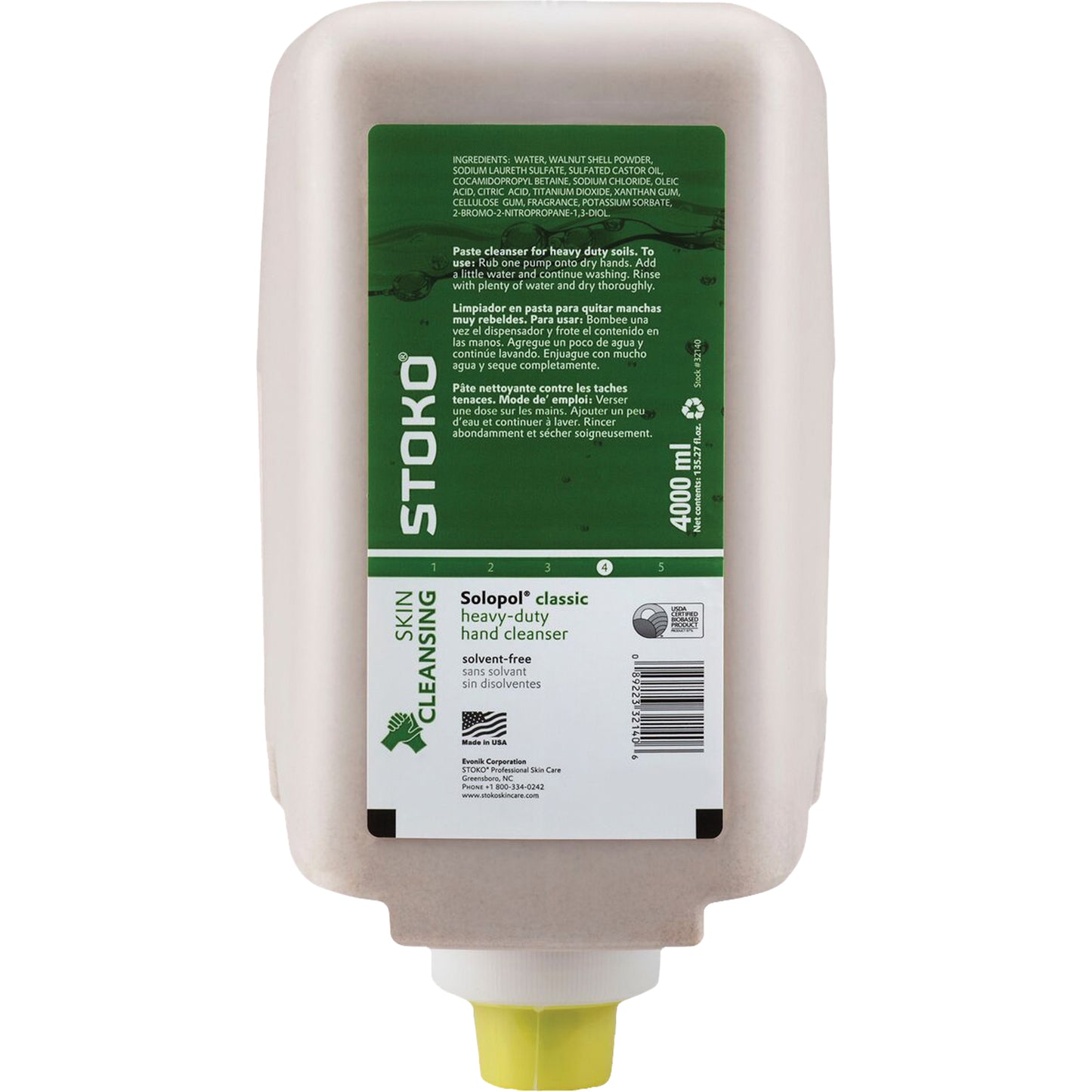Solopol® Classic Heavy-Duty Hand Cleaner, Cream, 4 L, Refill, Fresh Scent