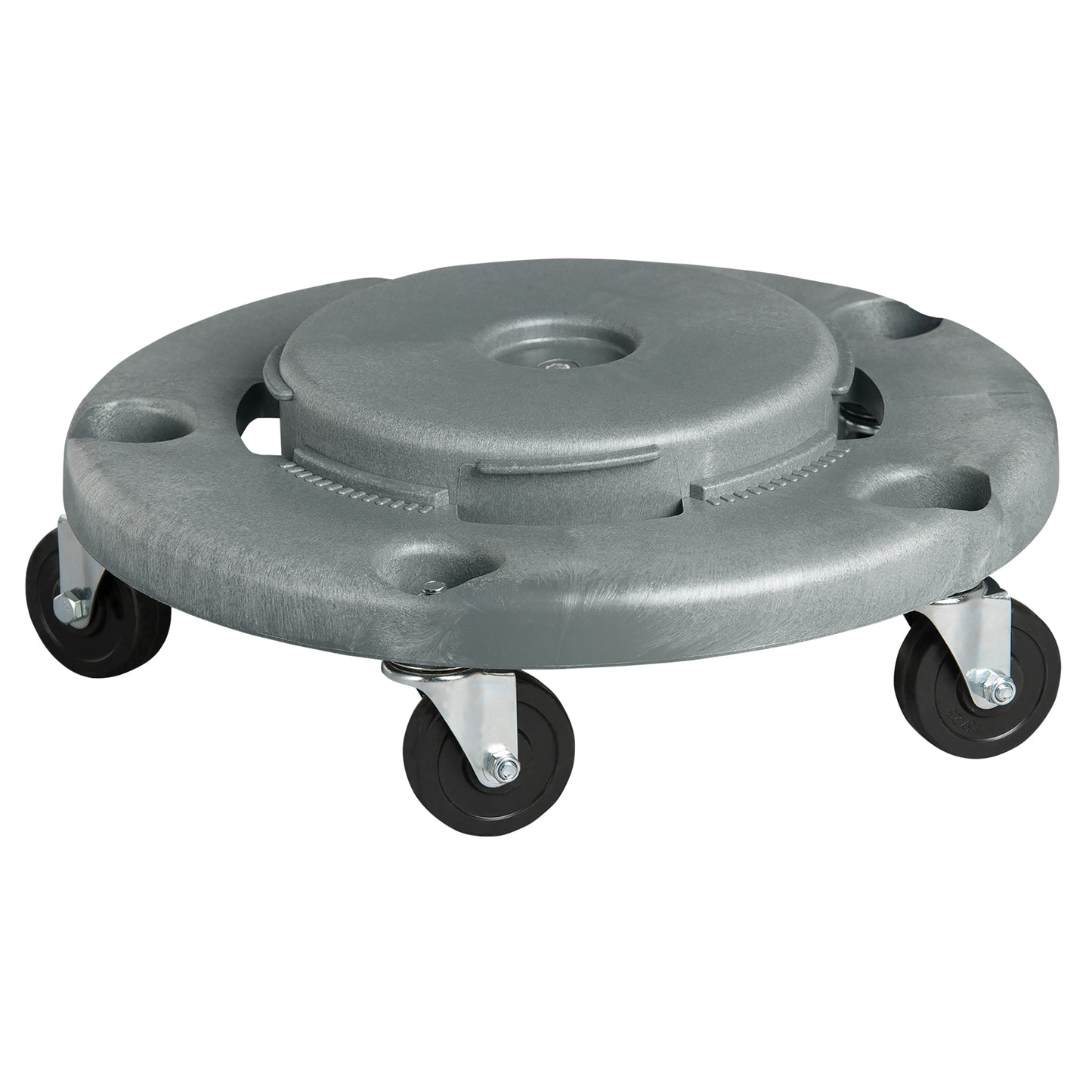 Waste Container Dolly, Polyethylene, Grey, Fits: 24" Dia.