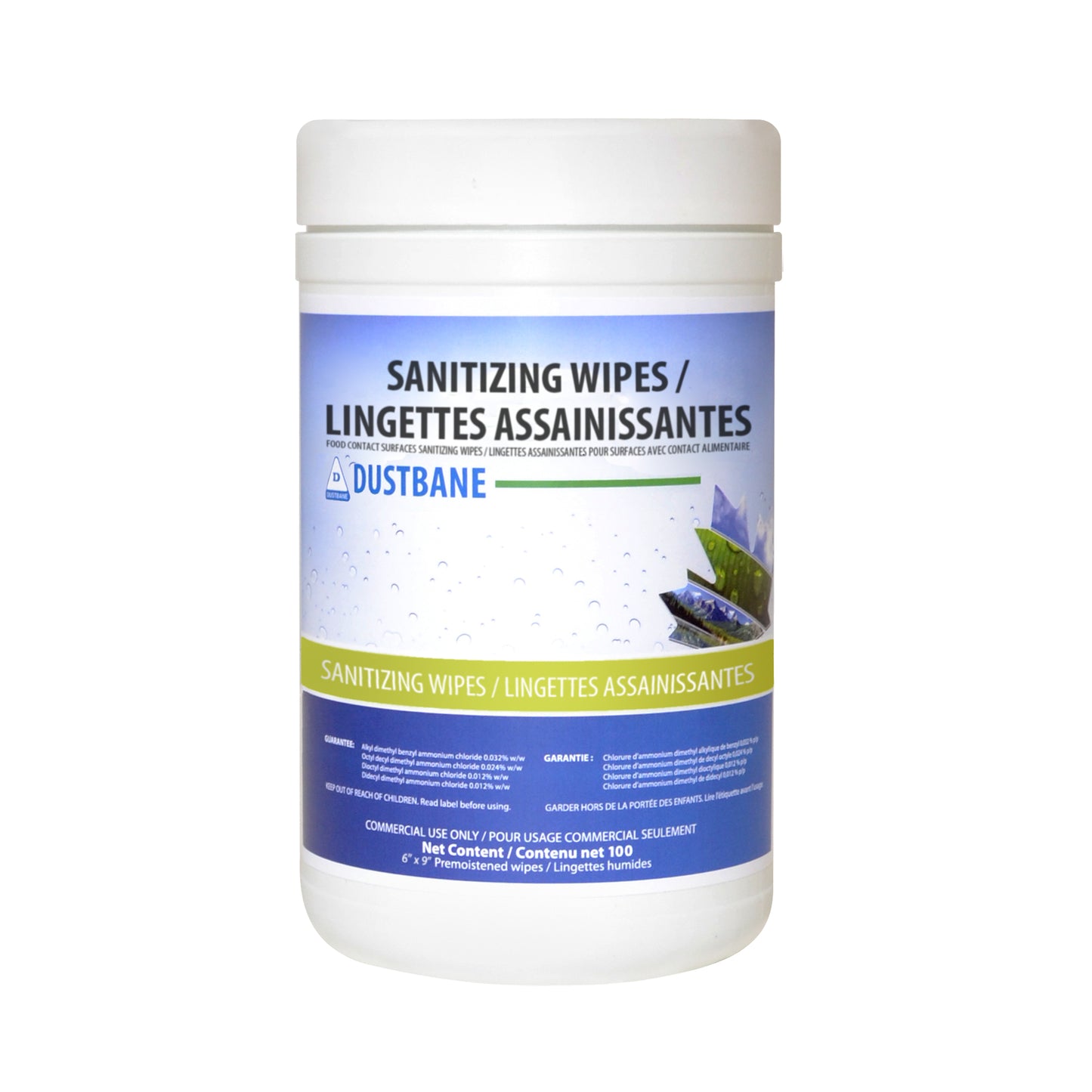 Food Contact Surface Sanitizing Wipes, 6" x 10", 100 Count