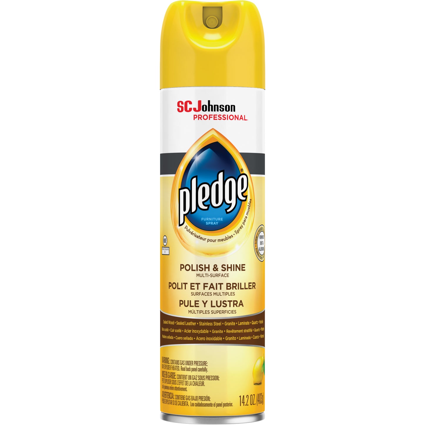 Pledge® Lemon Furniture Polish, 14.2 oz., Aerosol Can