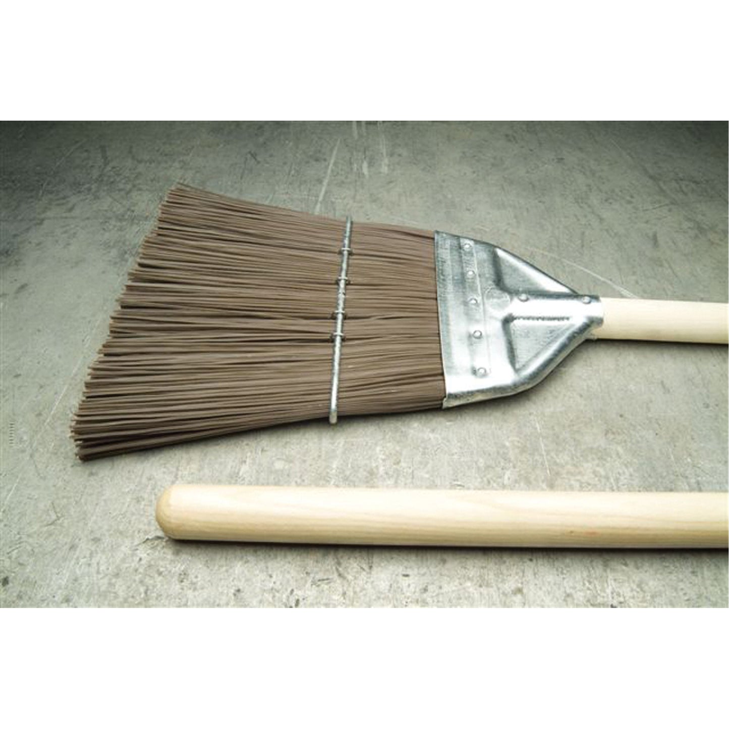 Railroad Broom, Wood Handle, Polypropylene Bristles, 55" L