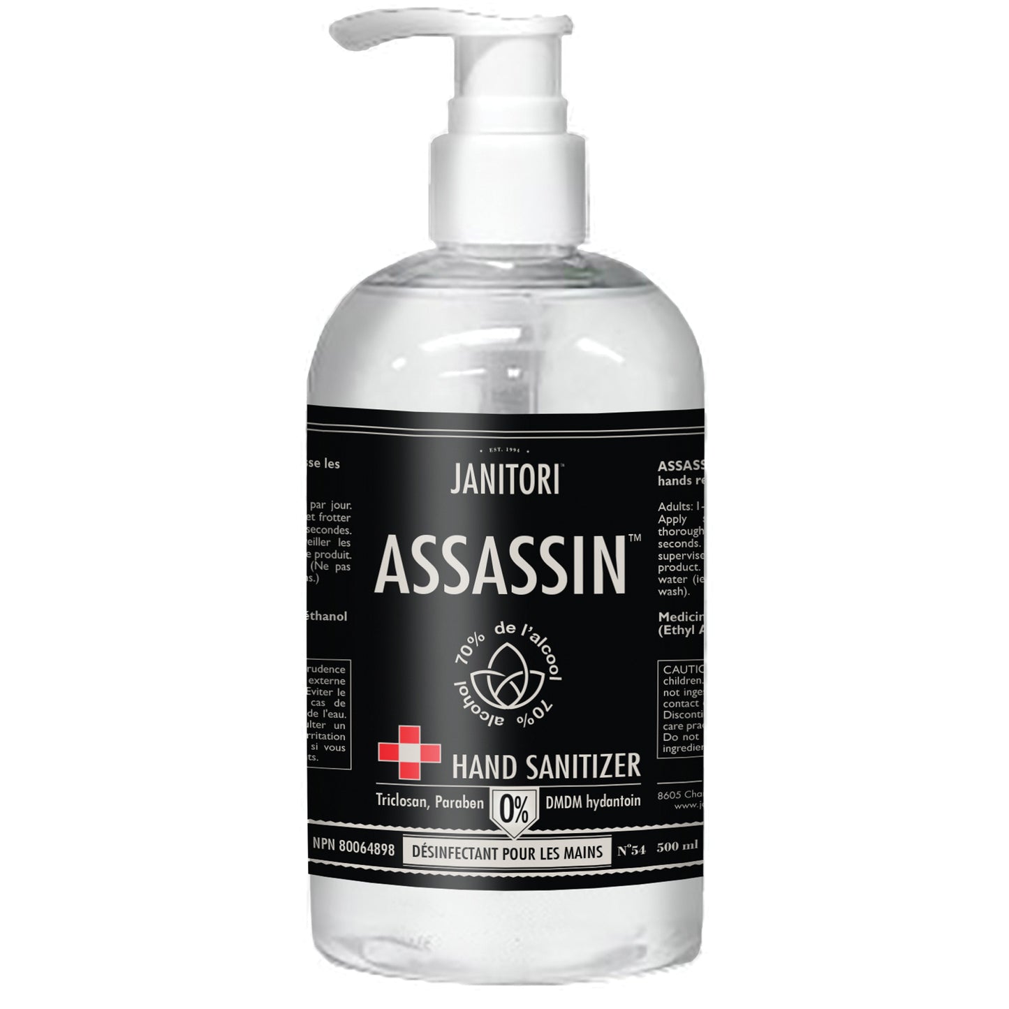 54 Assassin Hand Sanitizer, 500 ml, Pump Bottle, 70% Alcohol
