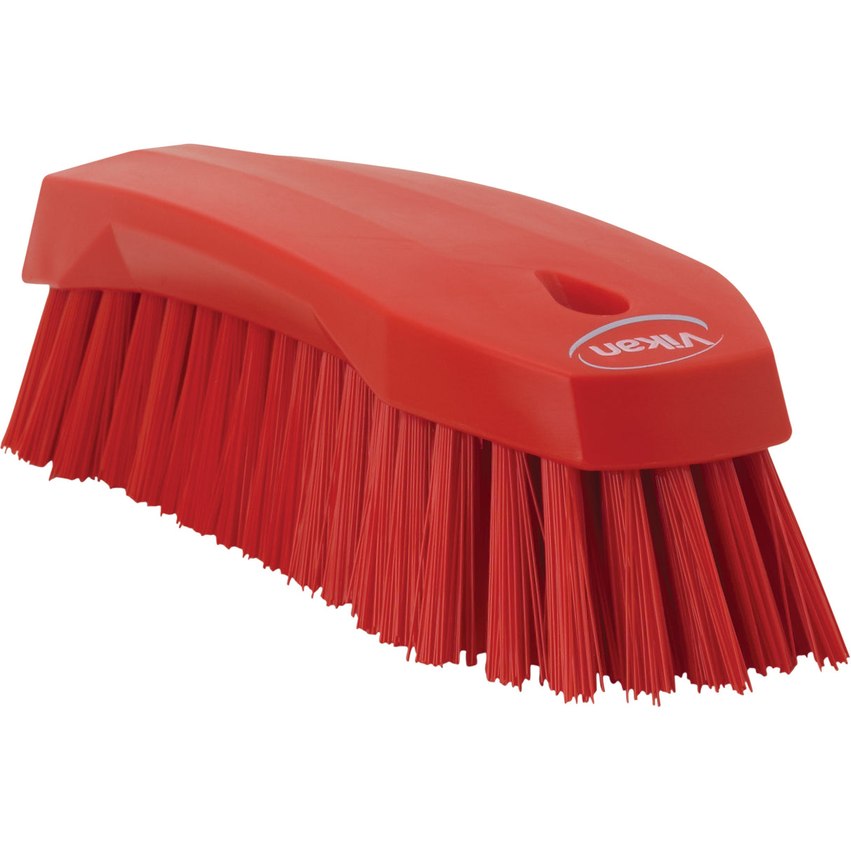 Large Angled Hand Brush, Stiff Bristles, 8" Long, Red