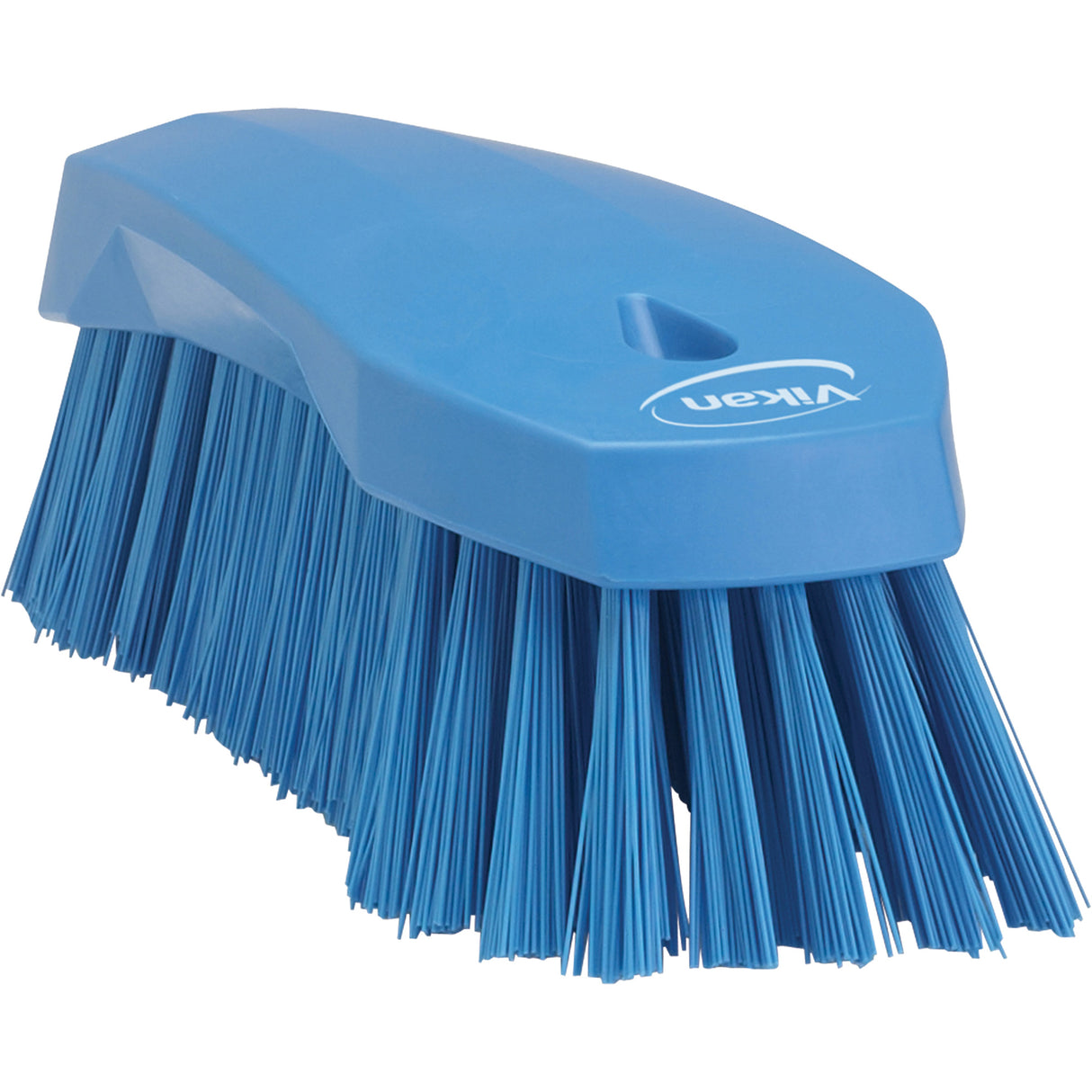 Large Angled Hand Brush, Stiff Bristles, 8" Long, Blue