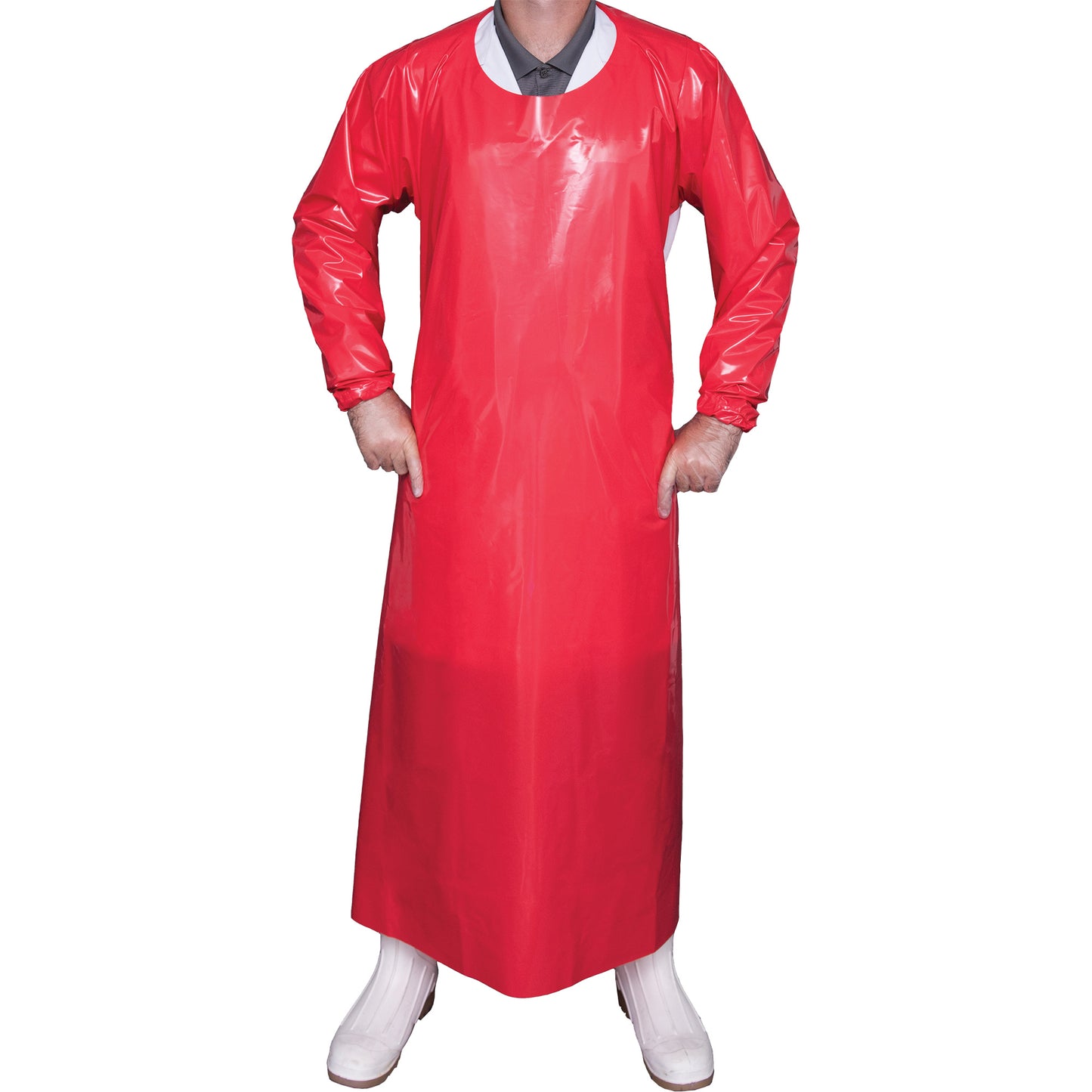 Vikan Top Dog 6 Mil. Gown, Large, Red, Polyurethane