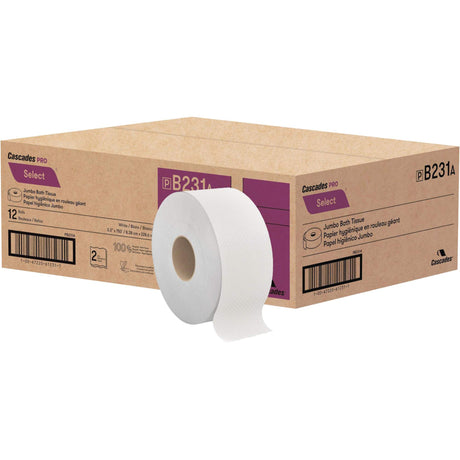 Pro Select® Toilet Paper, Jumbo Roll, 2 Ply, 750' Length, White
