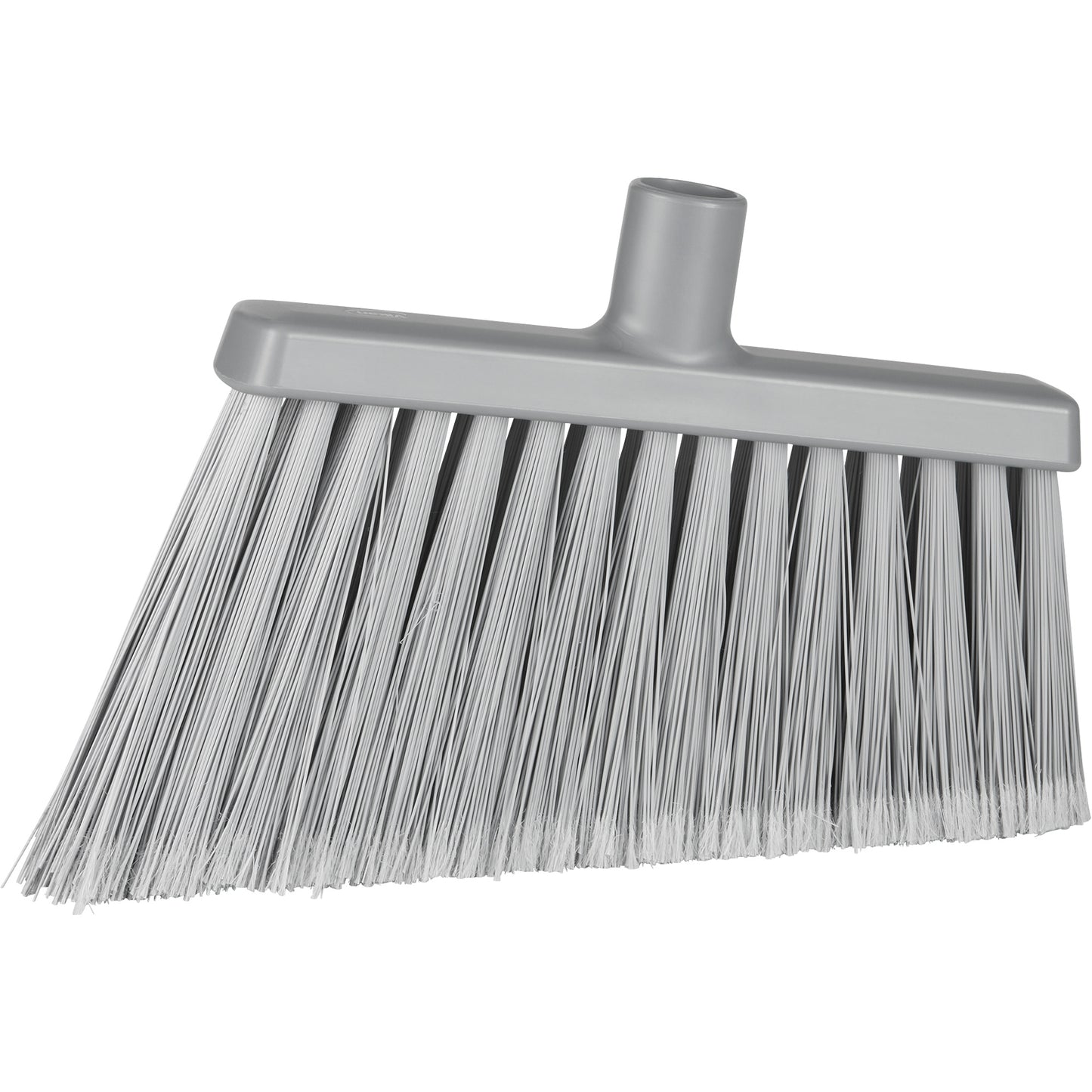 Angle Head Broom, Stiff/Split Bristles, 11-2/5", Polyester/Polypropylene/PVC/Synthetic, Grey