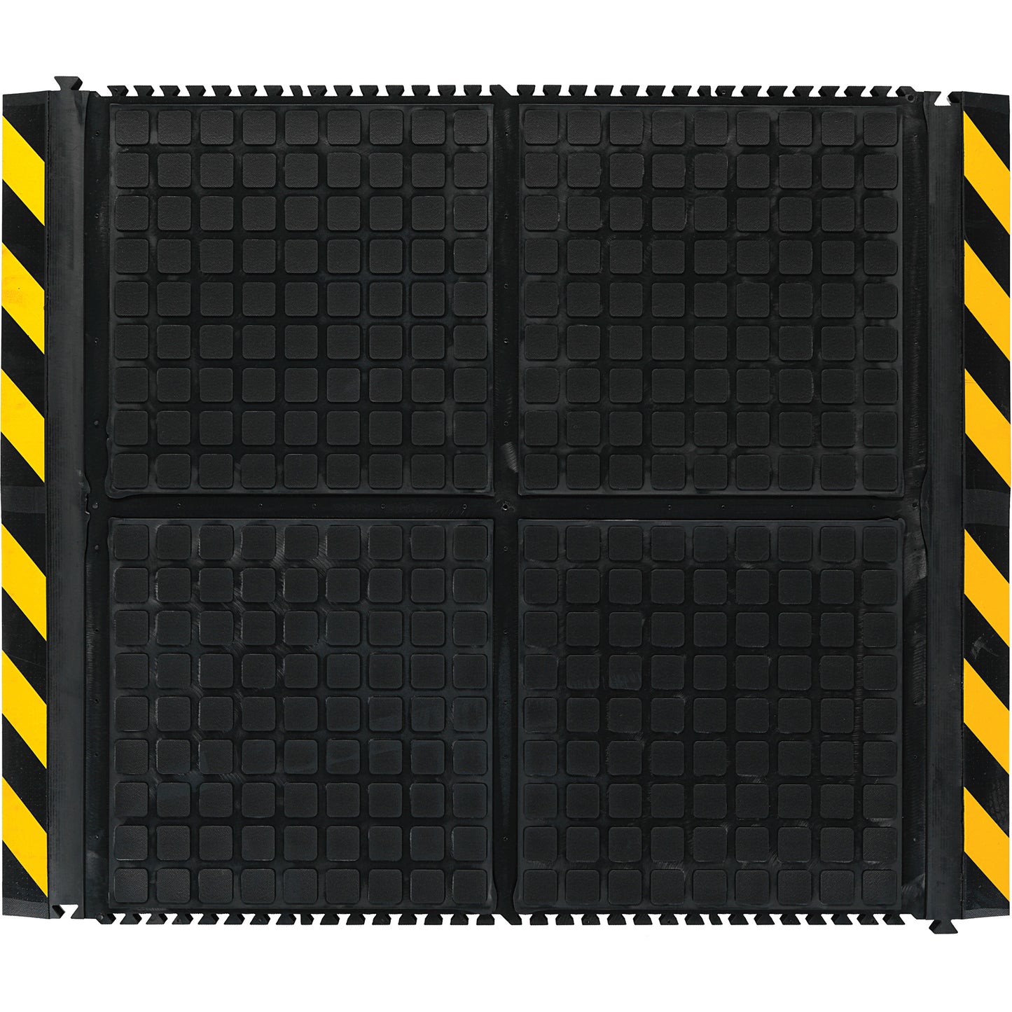 M+A Matting Hog Heaven III Comfort Linkable End Mat, Corrugated, 3-1/3' x 3-3/5' x 3/4", Black/Yellow, Nitrile