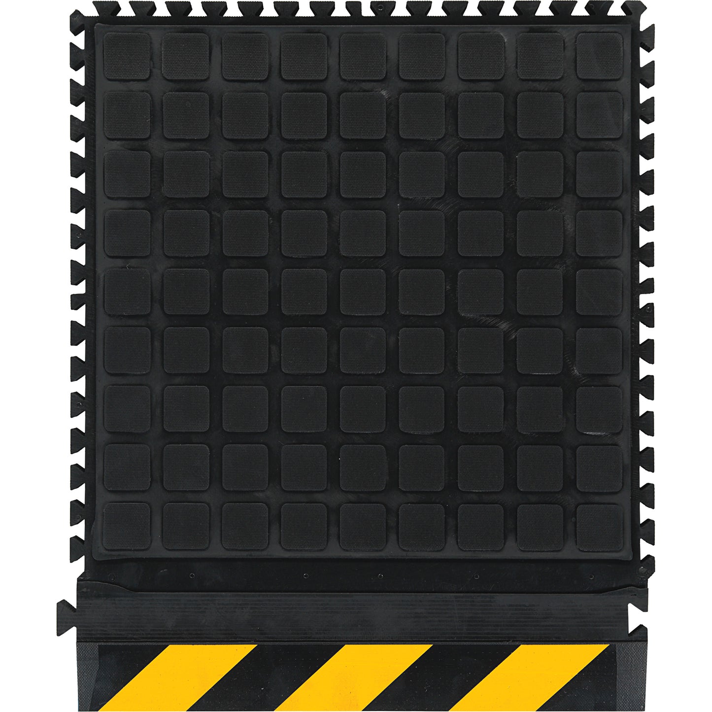 M+A Matting Hog Heaven III Comfort Modular Side Tile, Corrugated, 1-1/2' x 1-4/5' x 3/4", Black/Yellow, Nitrile