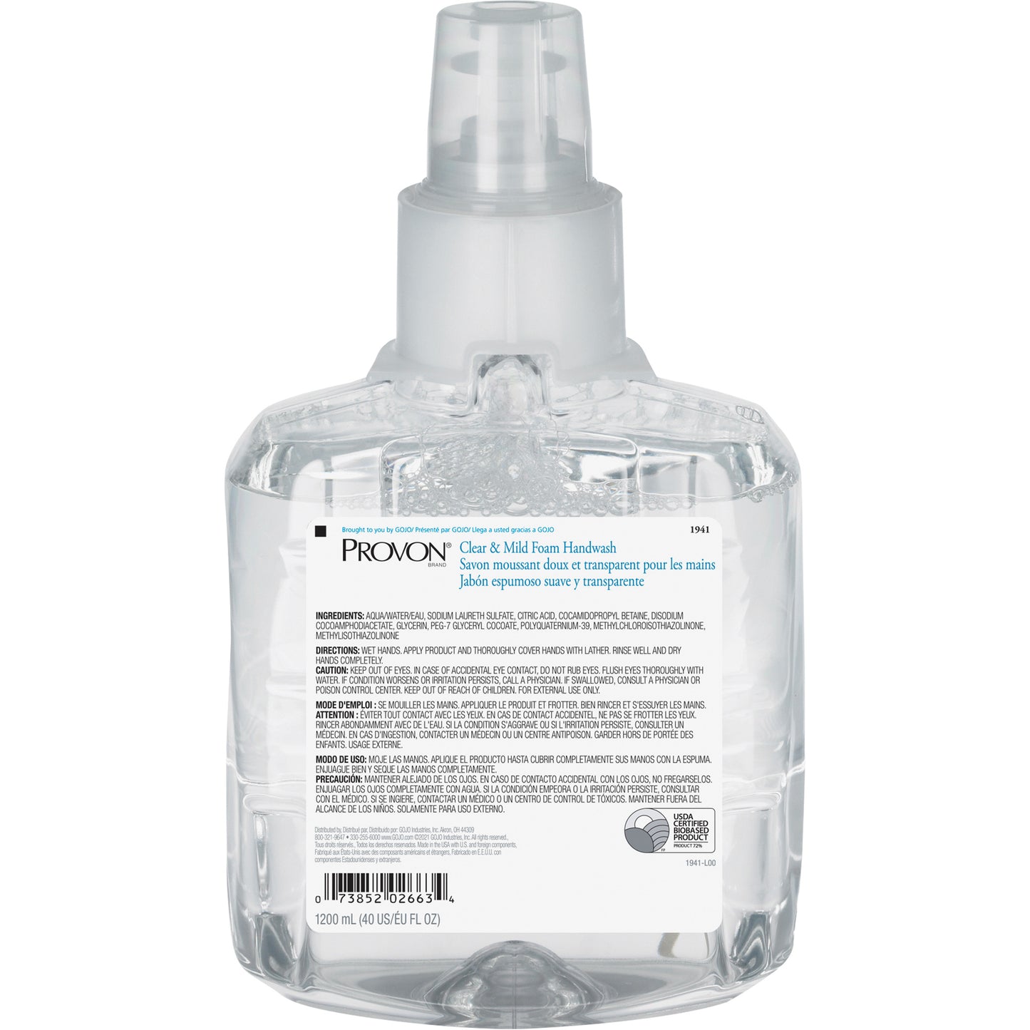 Provon® Clear & Mild Hand Soap, Foam, 1200 ml, Unscented