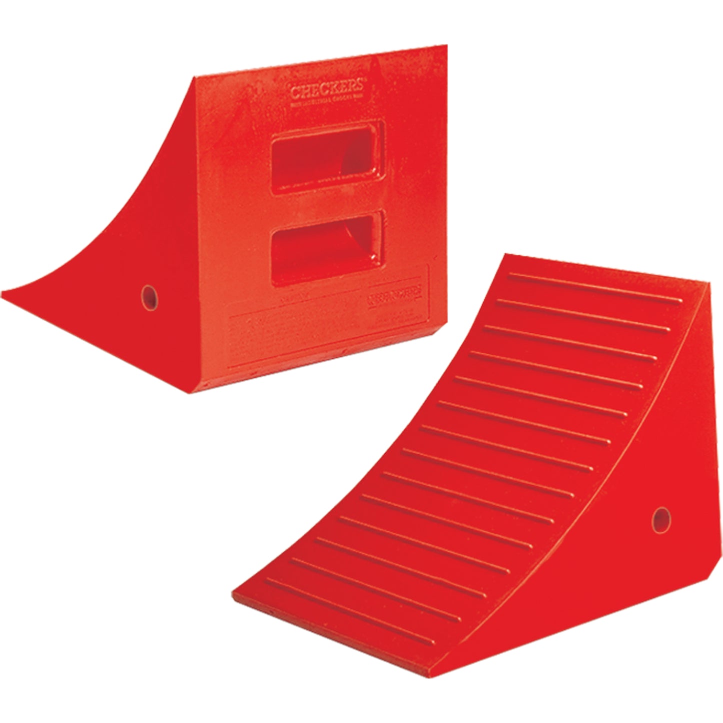Heavy-Duty Wheel Chocks, Polyurethane, Orange, 14" W x 17" D x 14" H