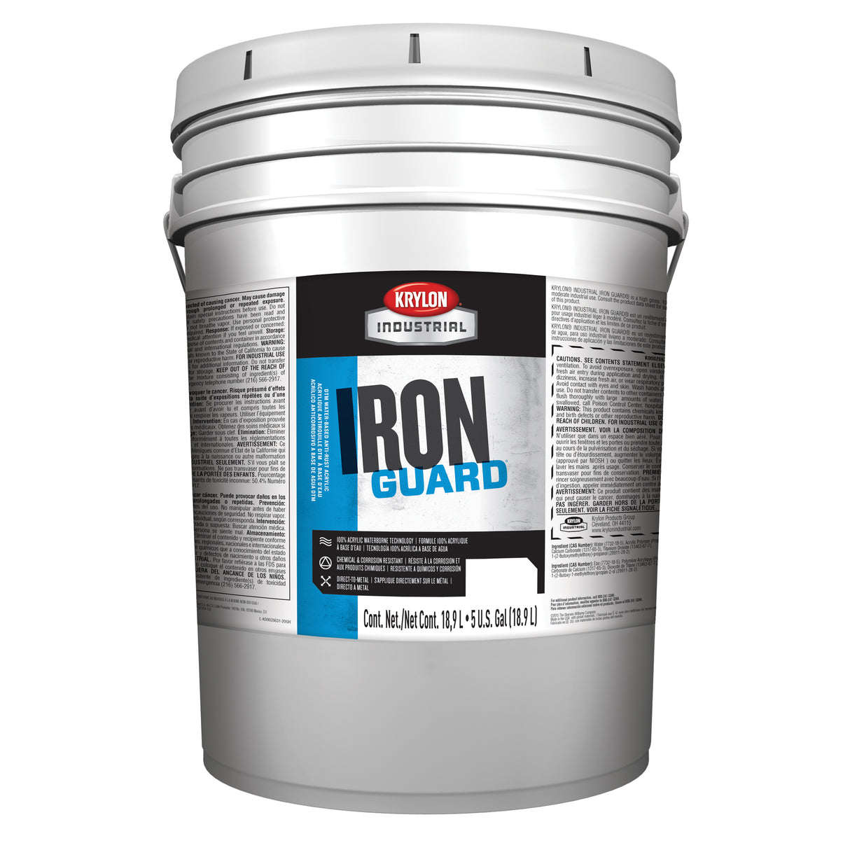 Iron Guard® Water-Based Acrylic Enamel, 5 gal., Pail, White