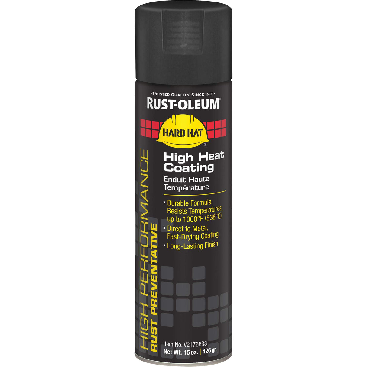 High Heat Spray Paint, Black, Flat, 15 oz., Aerosol Can