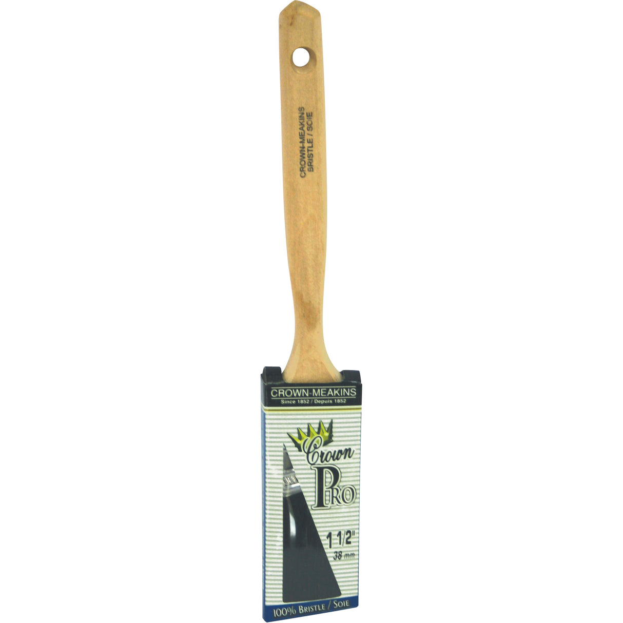 Crown Pro Straight Paint Brush, Bristle, Wood Handle, 1-1/2" Width