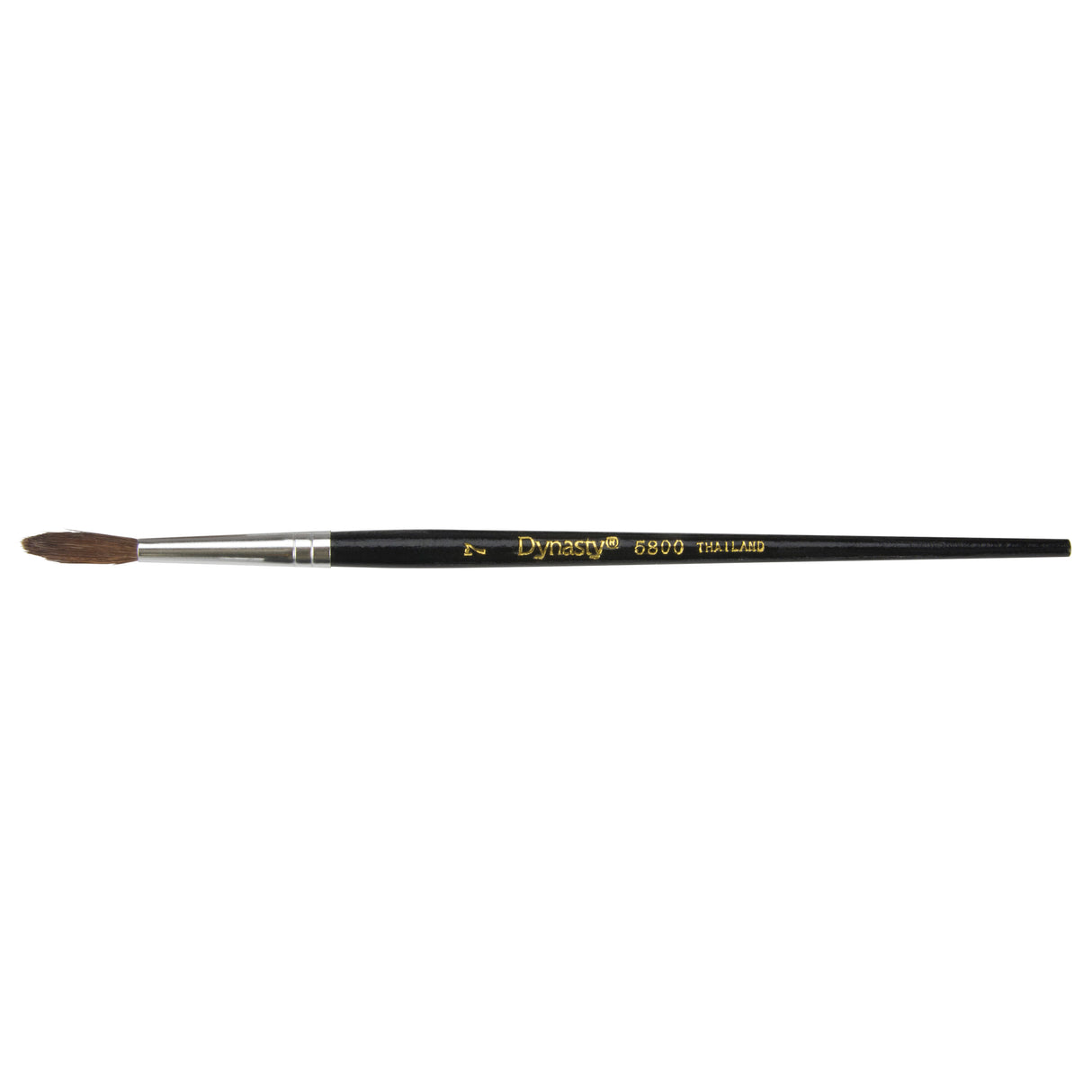 Black Pointed Bristle Artist Brush, 4 mm Brush Width, Camel Hair, Wood Handle