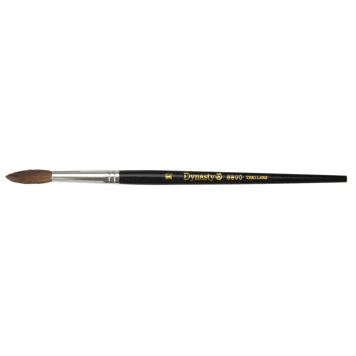 Black Pointed Bristle Artist Brush, 5.7 mm Brush Width, Camel Hair, Wood Handle
