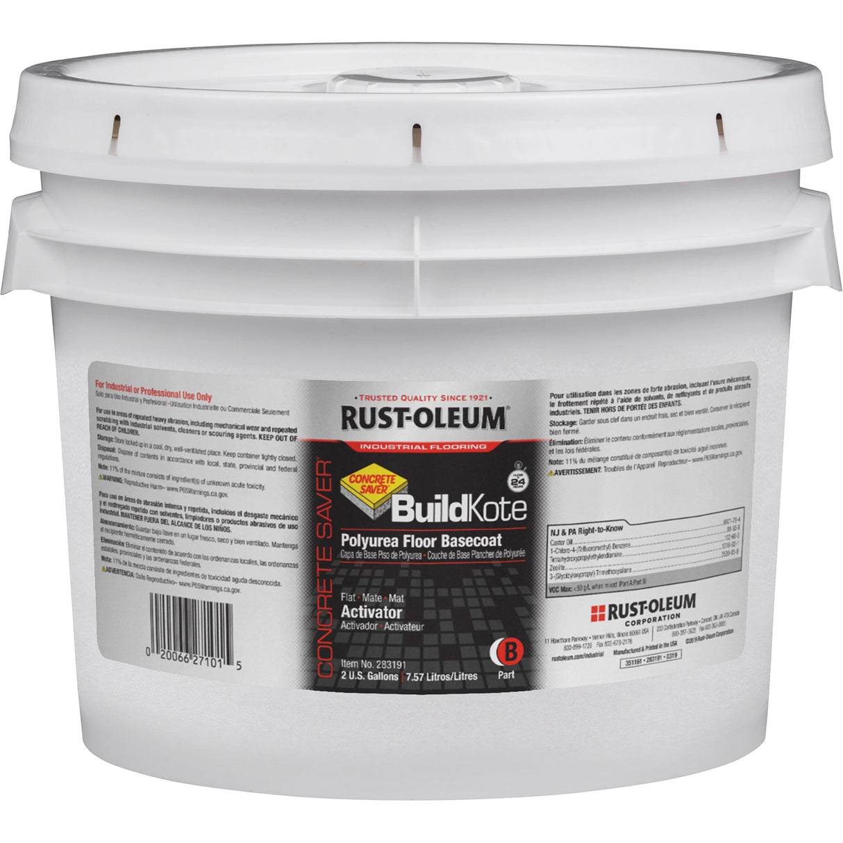 Concrete Saver® BuildKote Polyurea Floor Coating Primer Part B, 2 Gal., Pail, Clear/Tint Base