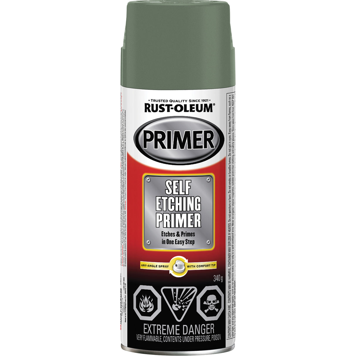 Automotive Self-Etching Primer, Grey-Green, Very Flat, Aerosol Can